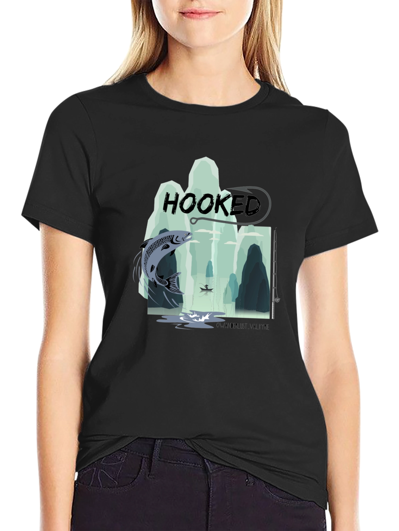 Hooked Fishing Graphic T-Shirt