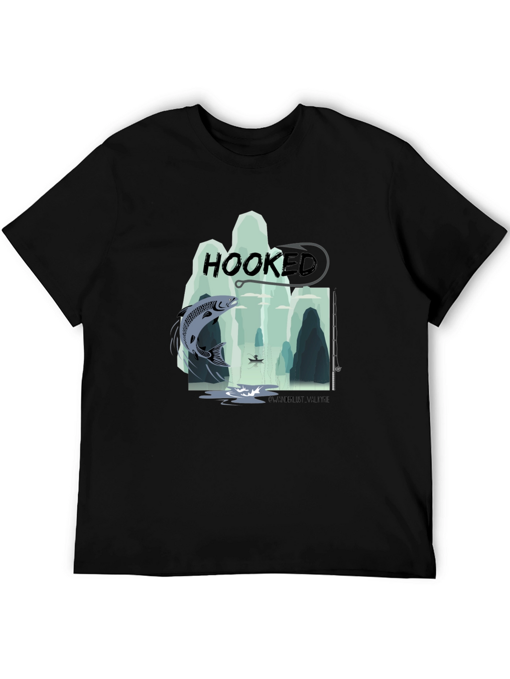 Hooked Fishing Graphic T-Shirt