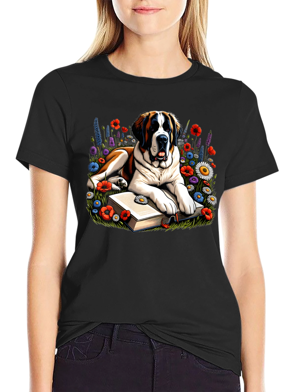 Dog with Book T-Shirt