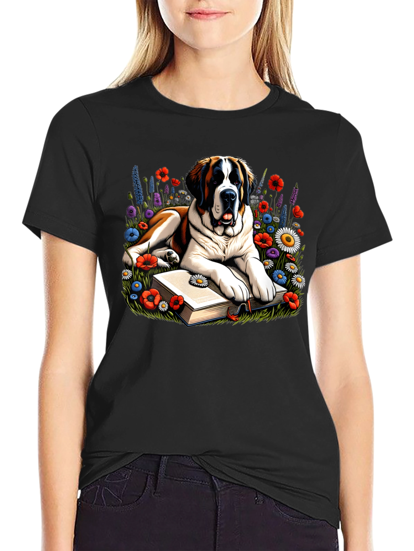 Dog with Book T-Shirt