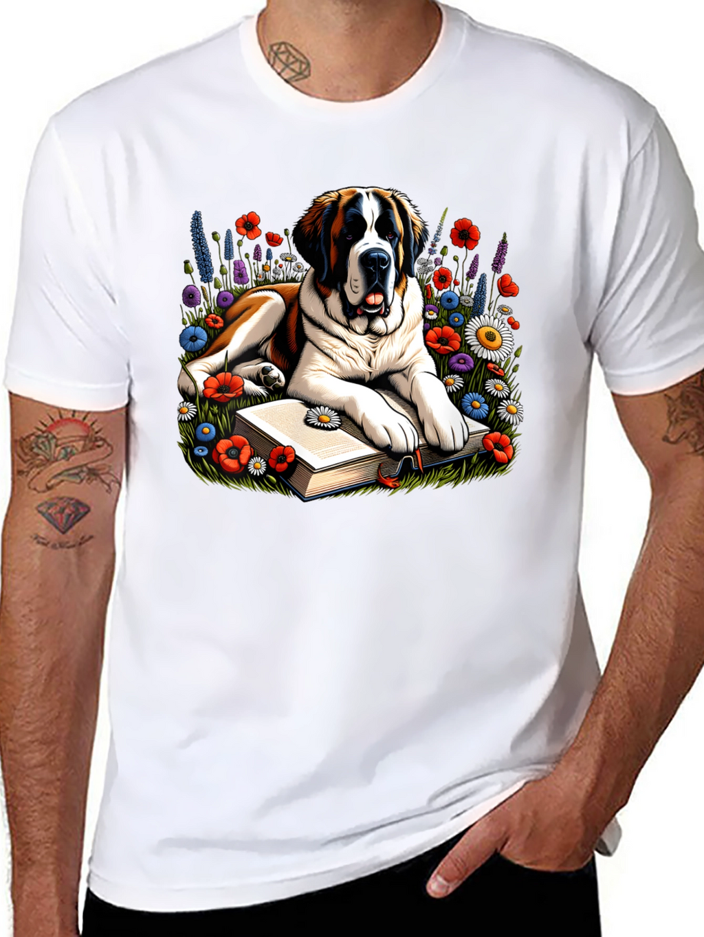 Dog with Book T-Shirt