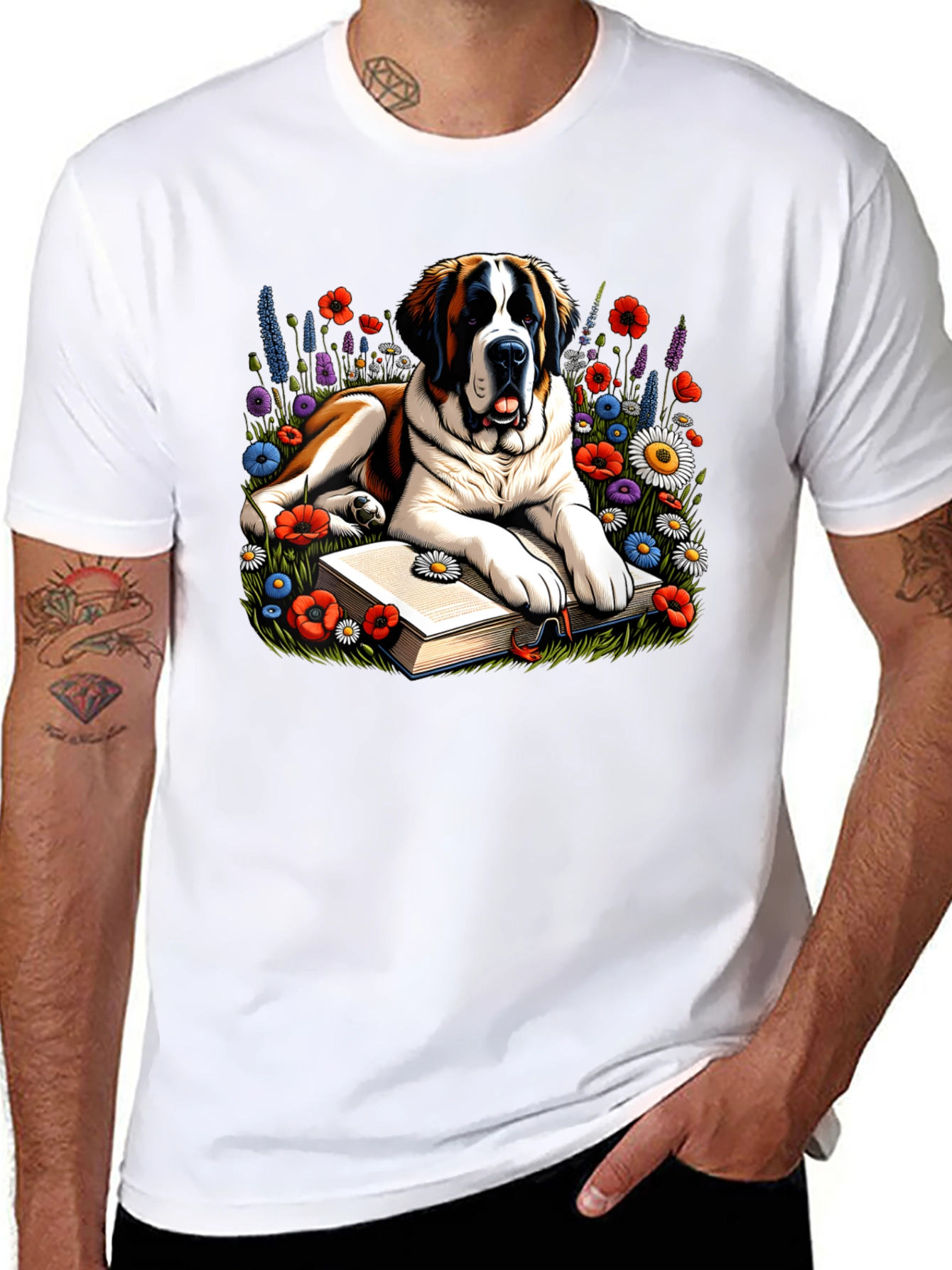 Dog with Book T-Shirt