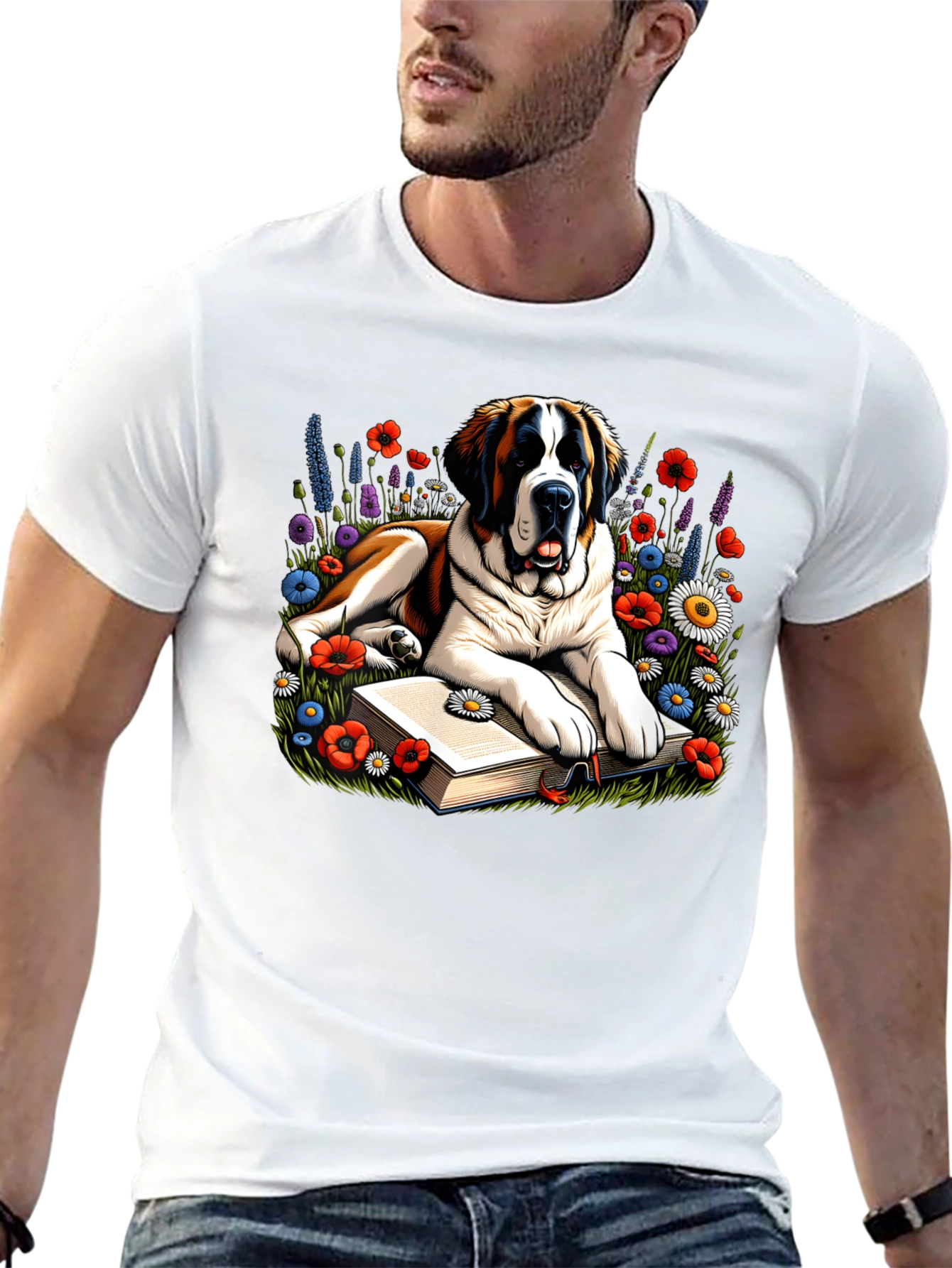 Dog with Book T-Shirt
