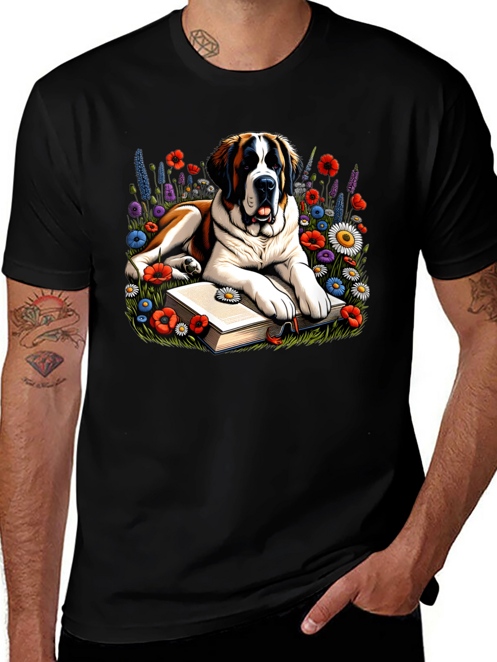 Dog with Book T-Shirt