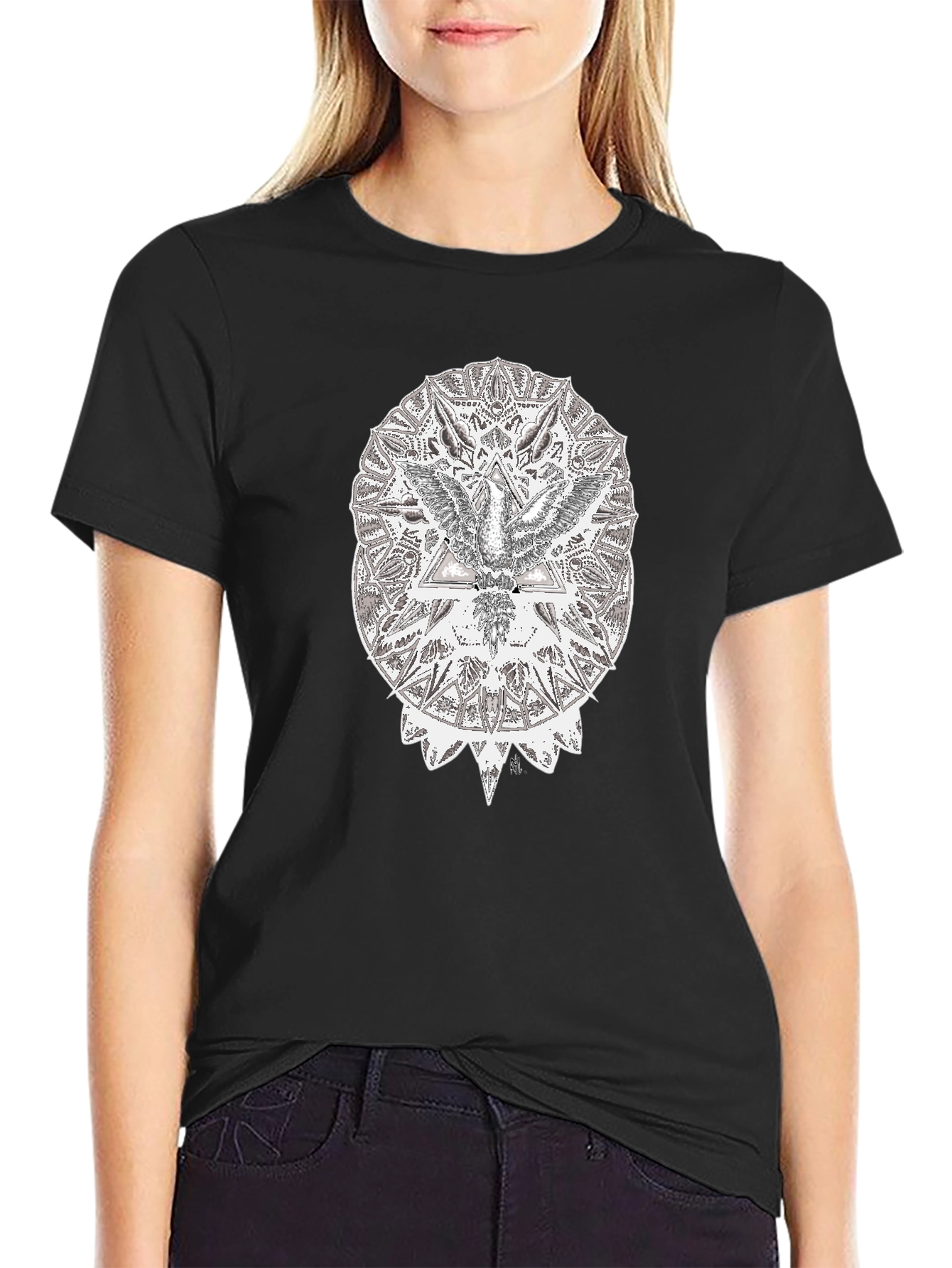 Abstract Eagle Graphic Black T-Shirt