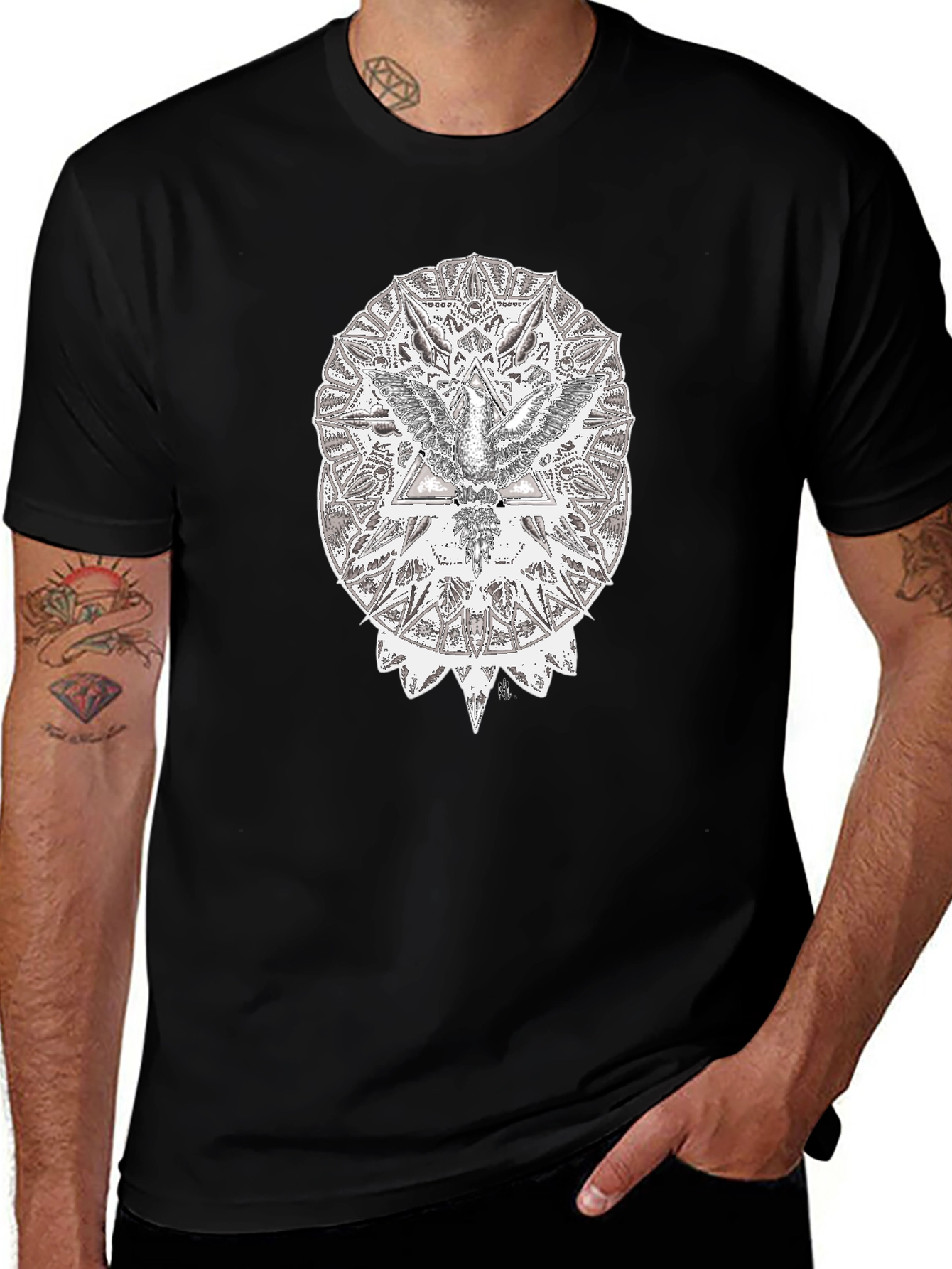 Abstract Eagle Graphic Black T-Shirt