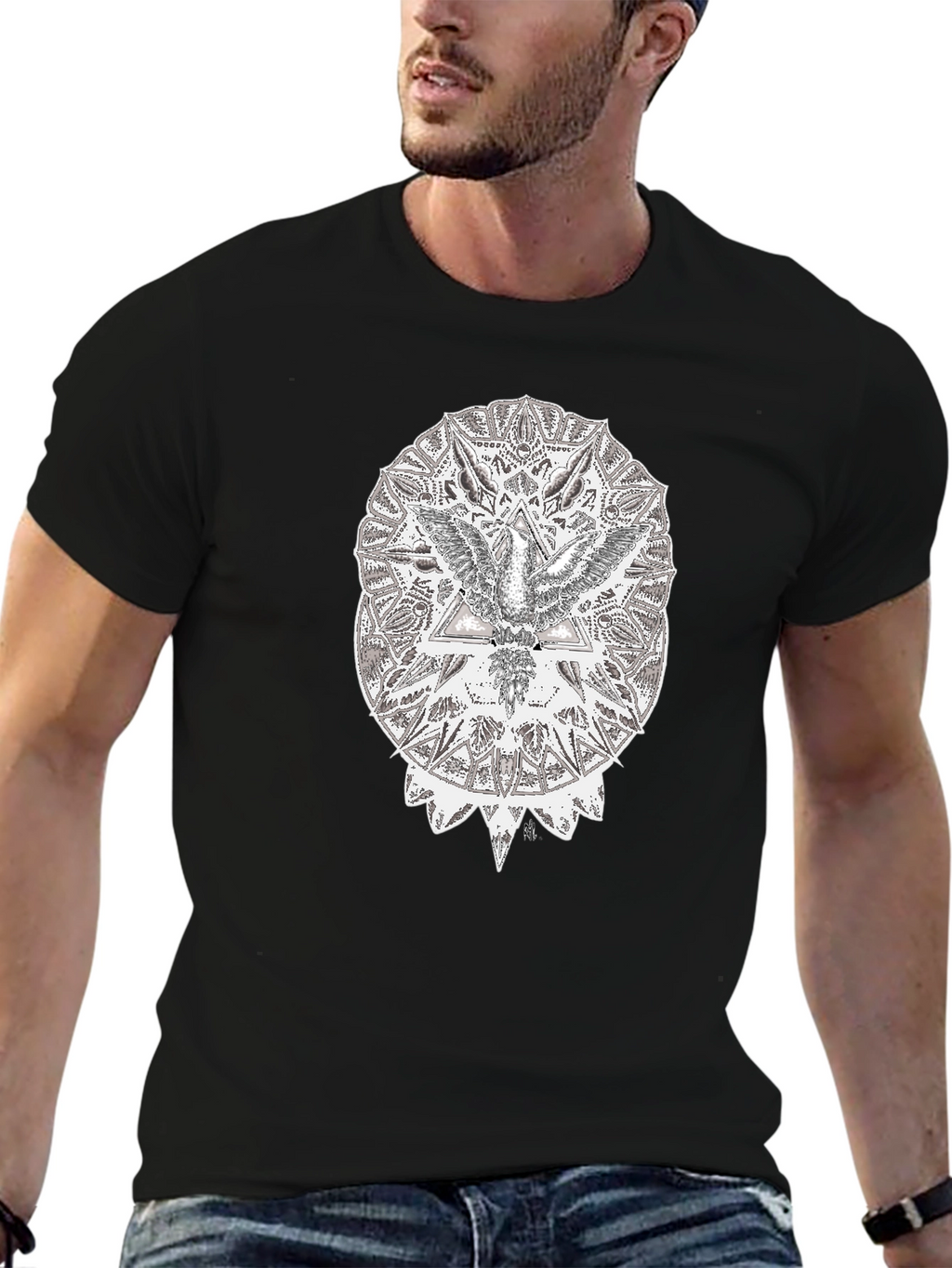 Abstract Eagle Graphic Black T-Shirt