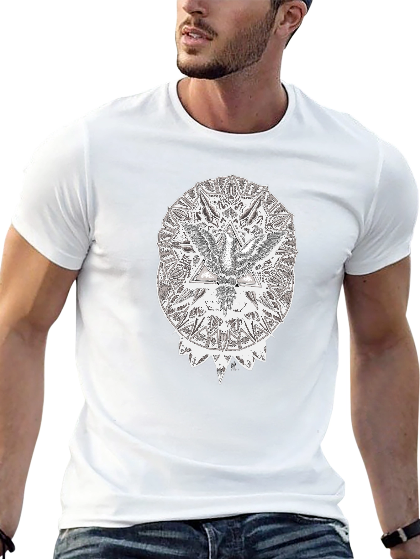 Abstract Eagle Graphic Black T-Shirt
