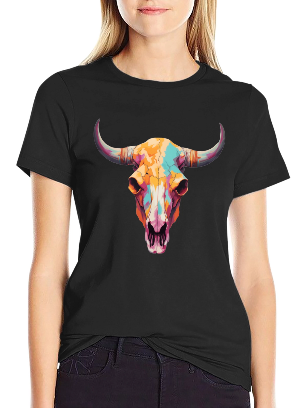 Bull Skull Graphic Tee - Western Style