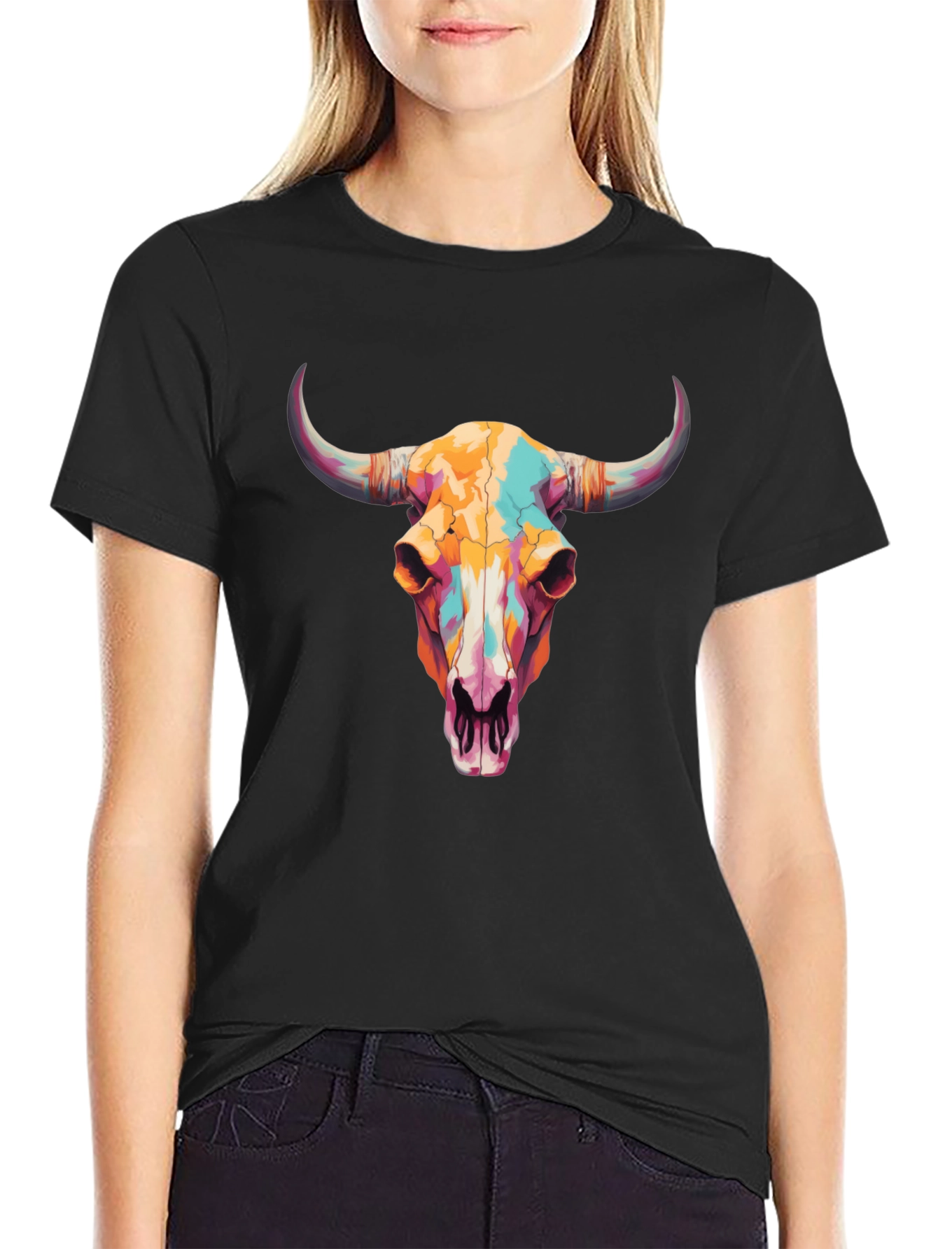 Bull Skull Graphic Tee - Western Style