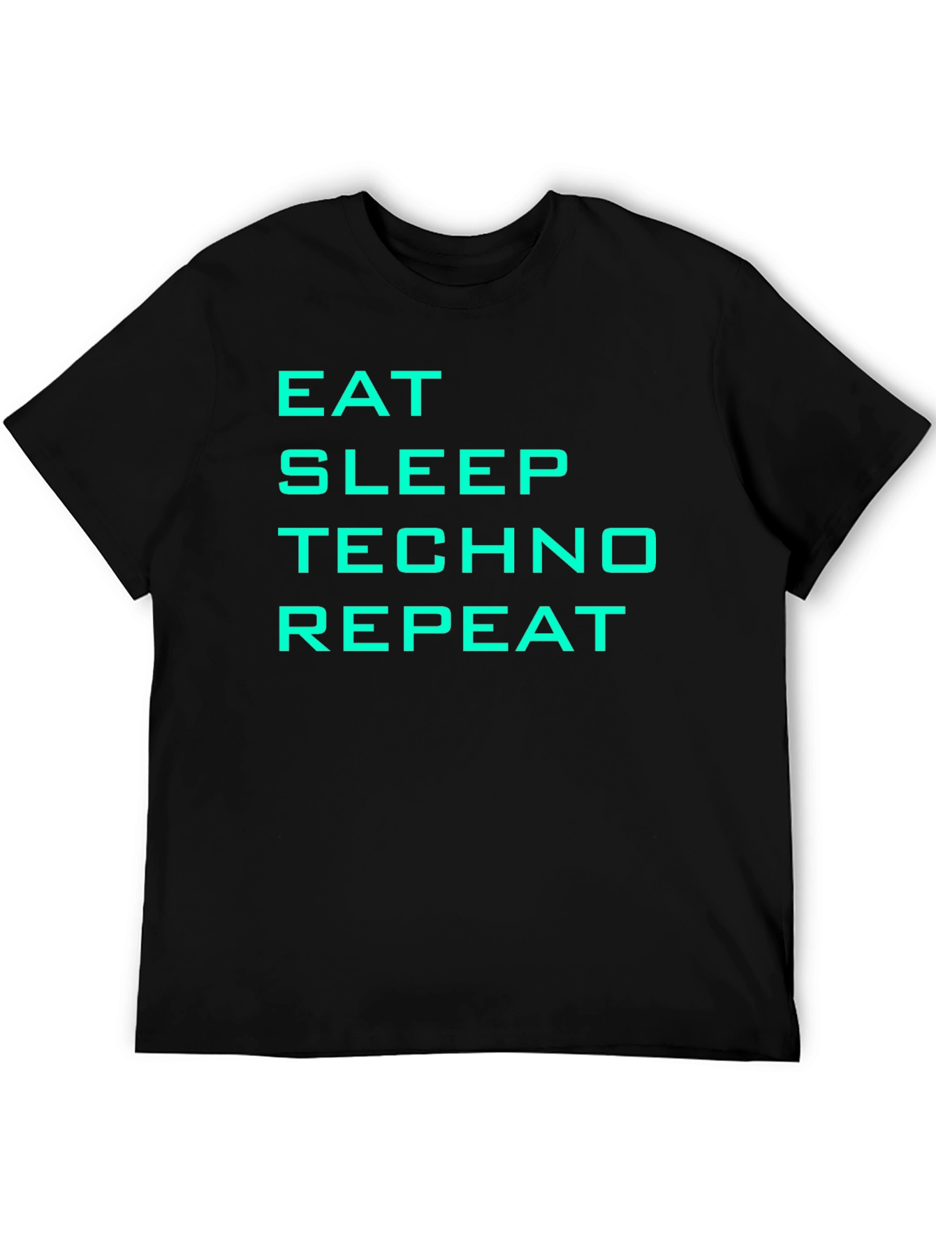 Eat Sleep Techno Repeat Black Graphic T-Shirt