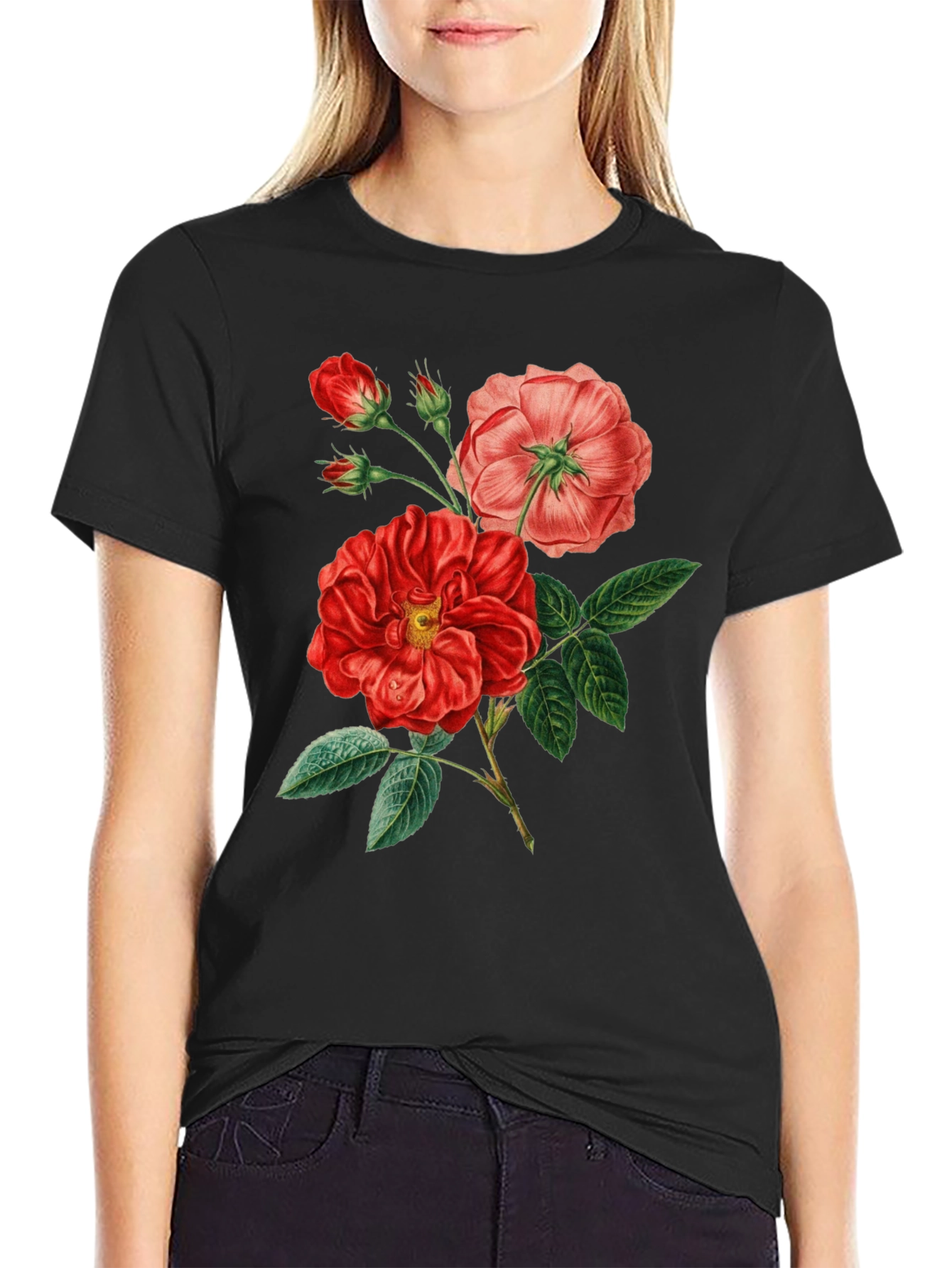 Floral Graphic Tee - Vintage Rose Print