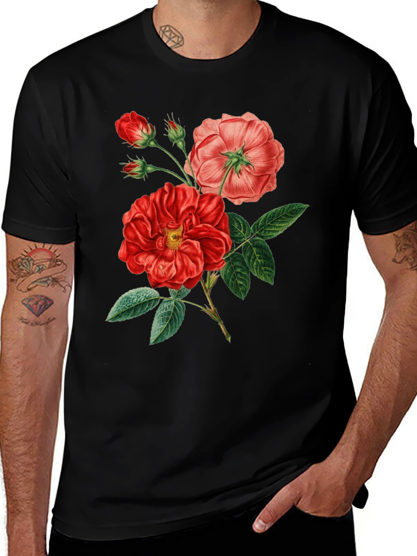 Floral Graphic Tee - Vintage Rose Print