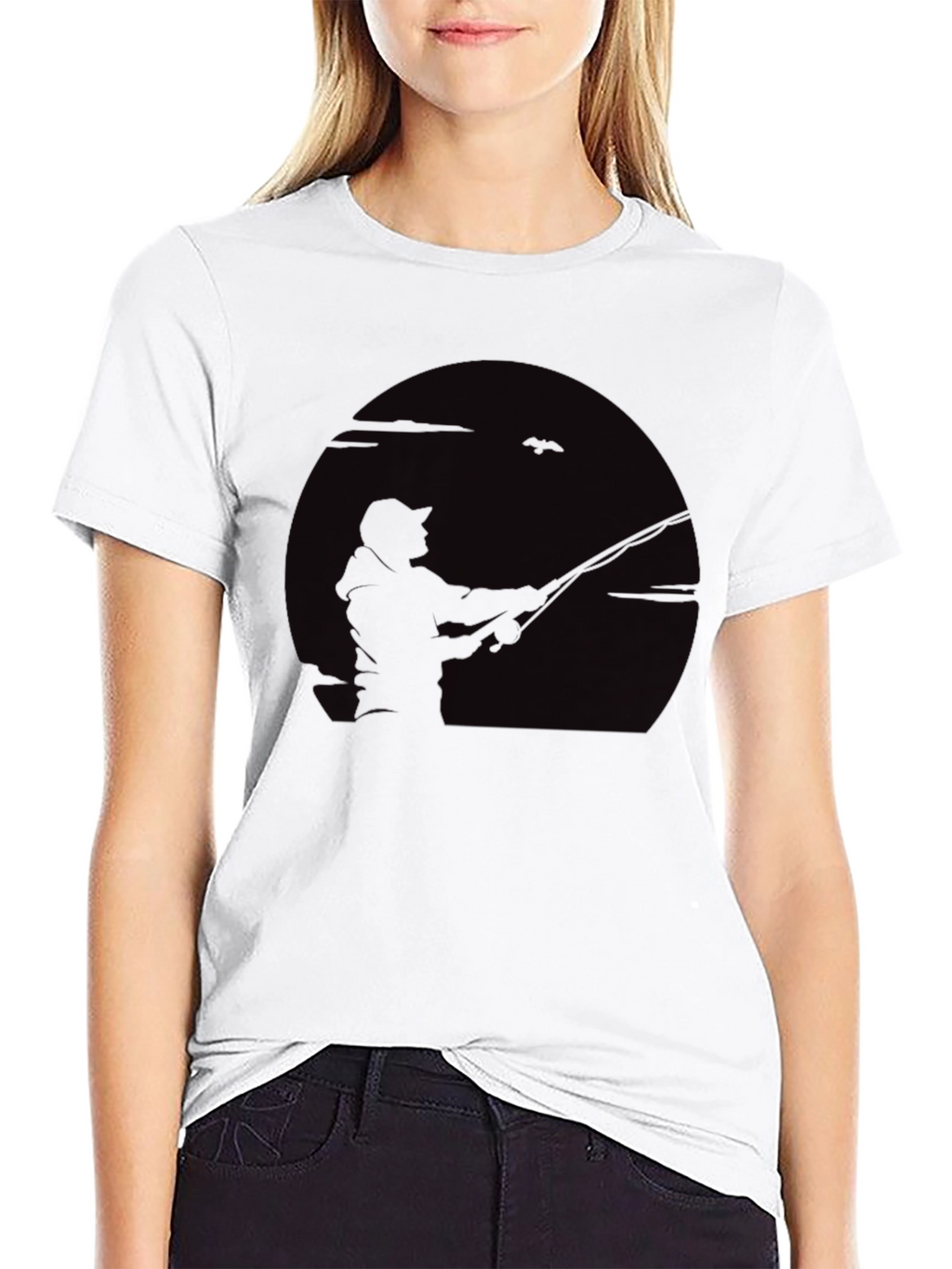 Fisherman Silhouette Graphic Tee - Black