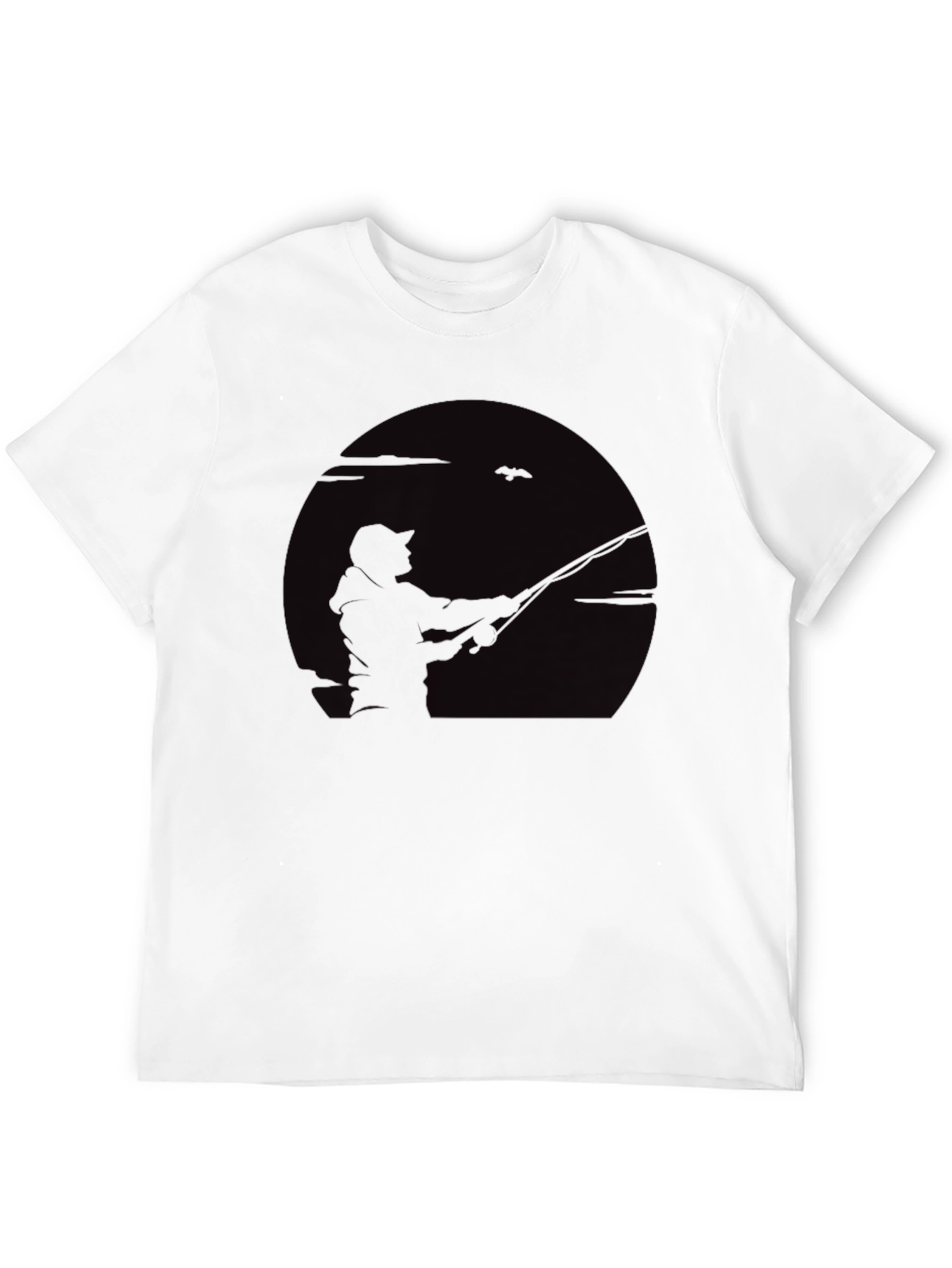 Fisherman Silhouette Graphic Tee - Black