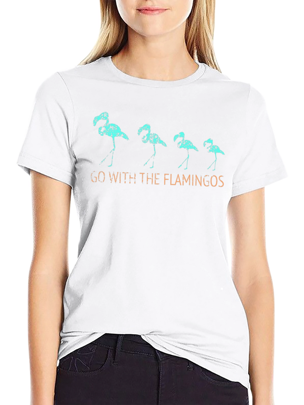 Go With The Flamingos T-Shirt - Black Cotton Tee