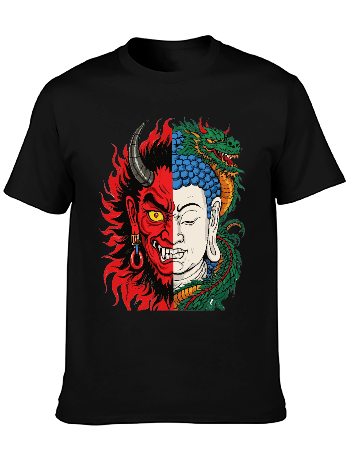 Devil and Buddha Graphic T-Shirt