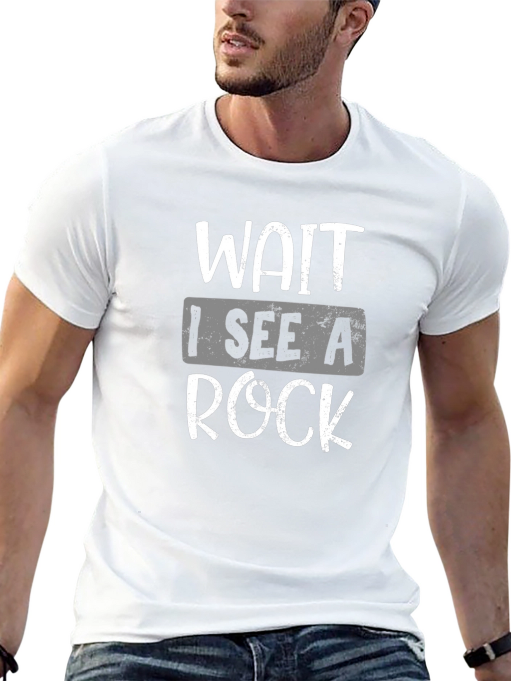 Wait I See a Rock Black Graphic Tee Shirt