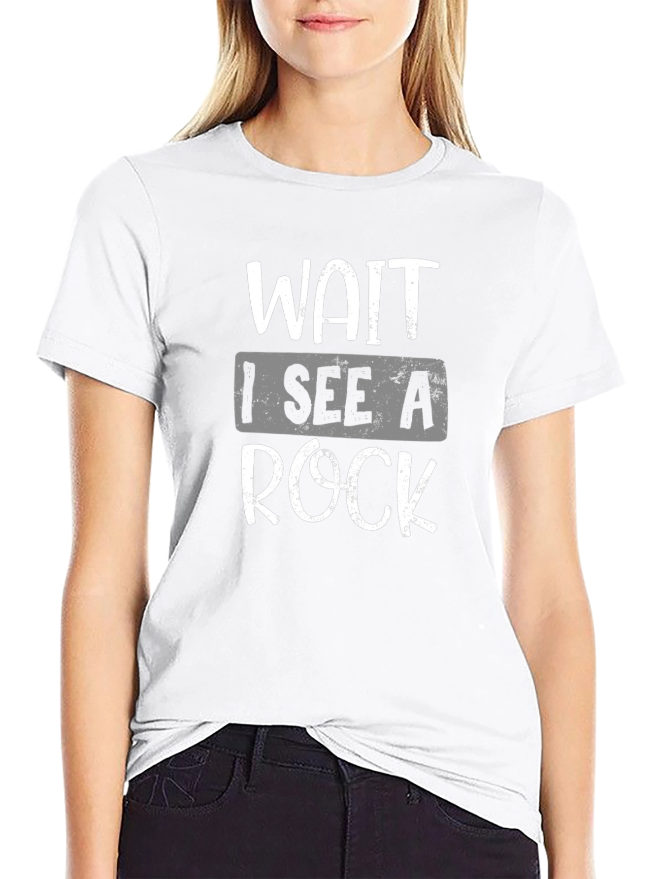 Wait I See a Rock Black Graphic Tee Shirt