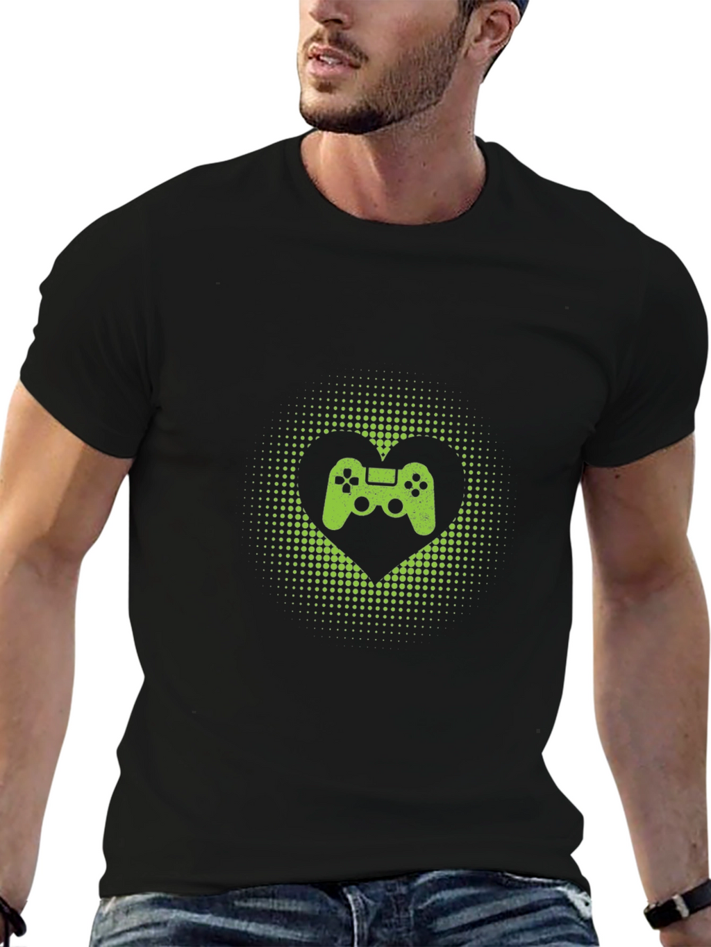 Gamer Heart T-Shirt - Black Cotton Graphic Tee