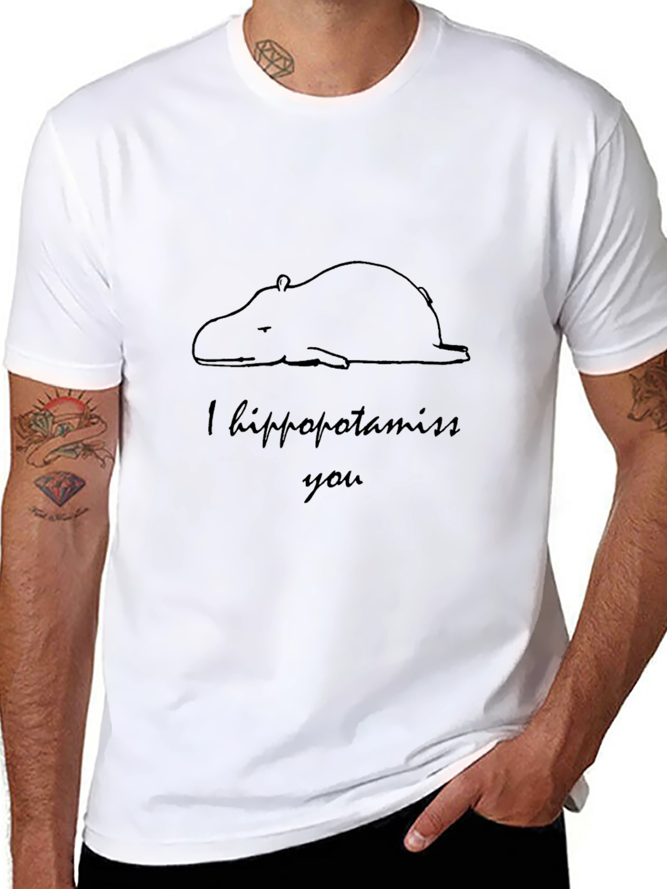 I Hippopotamiss You T-Shirt - Black