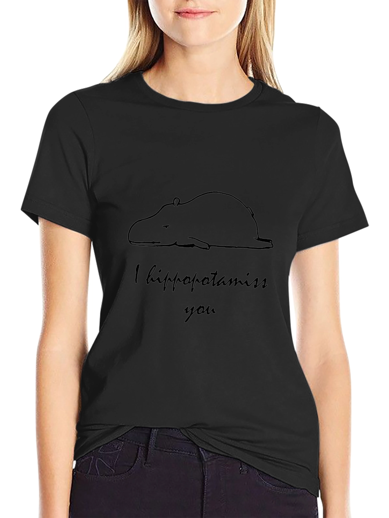 I Hippopotamiss You T-Shirt - Black