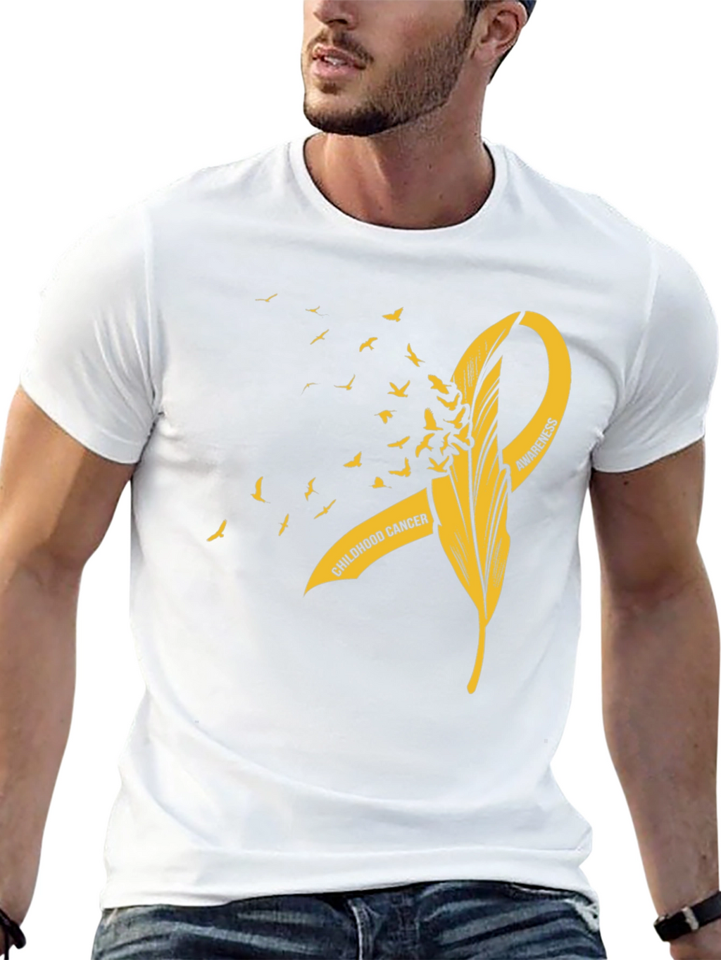 Childhood Cancer Awareness T-Shirt - Gold Ribbon
