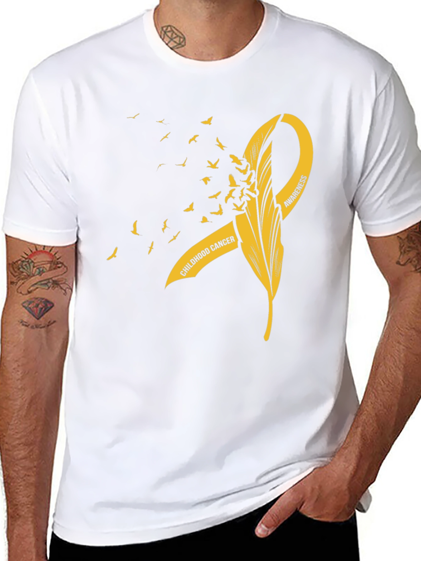 Childhood Cancer Awareness T-Shirt - Gold Ribbon