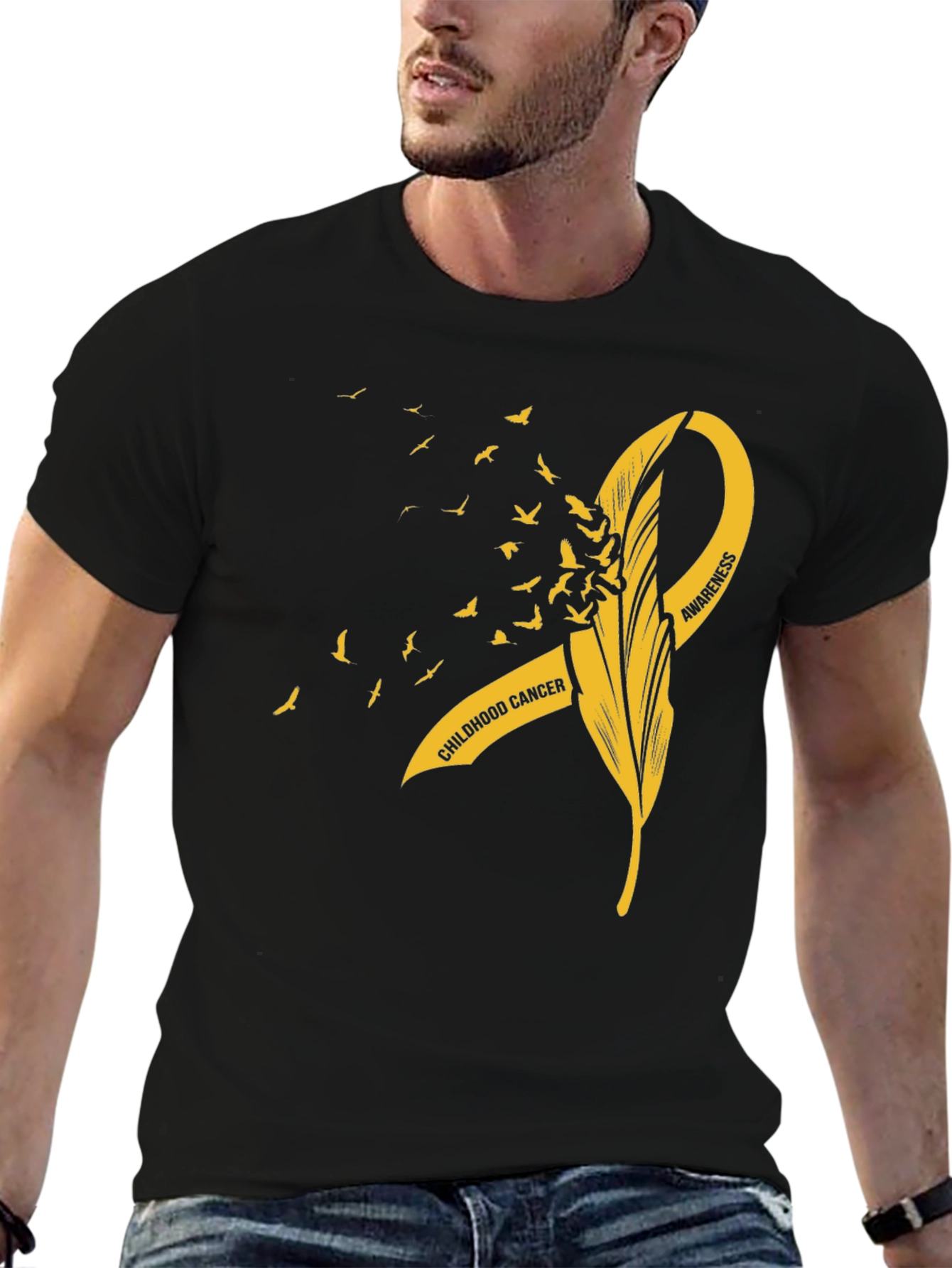 Childhood Cancer Awareness T-Shirt - Gold Ribbon
