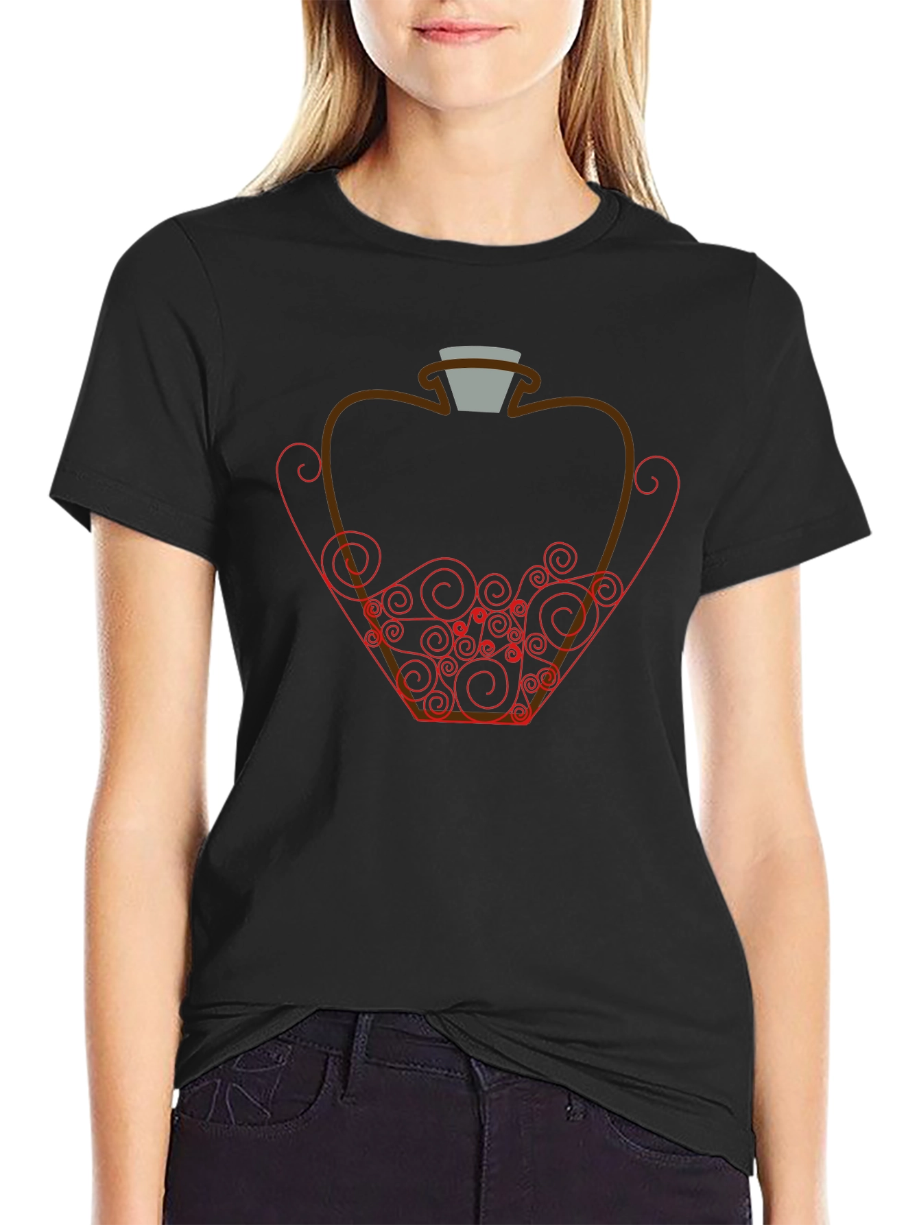 Potion Bottle Graphic Tee - Black Cotton Shirt