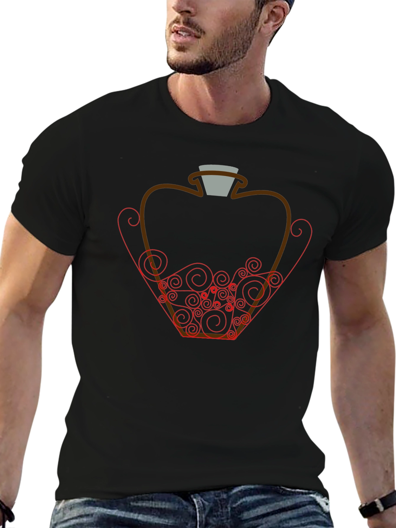 Potion Bottle Graphic Tee - Black Cotton Shirt