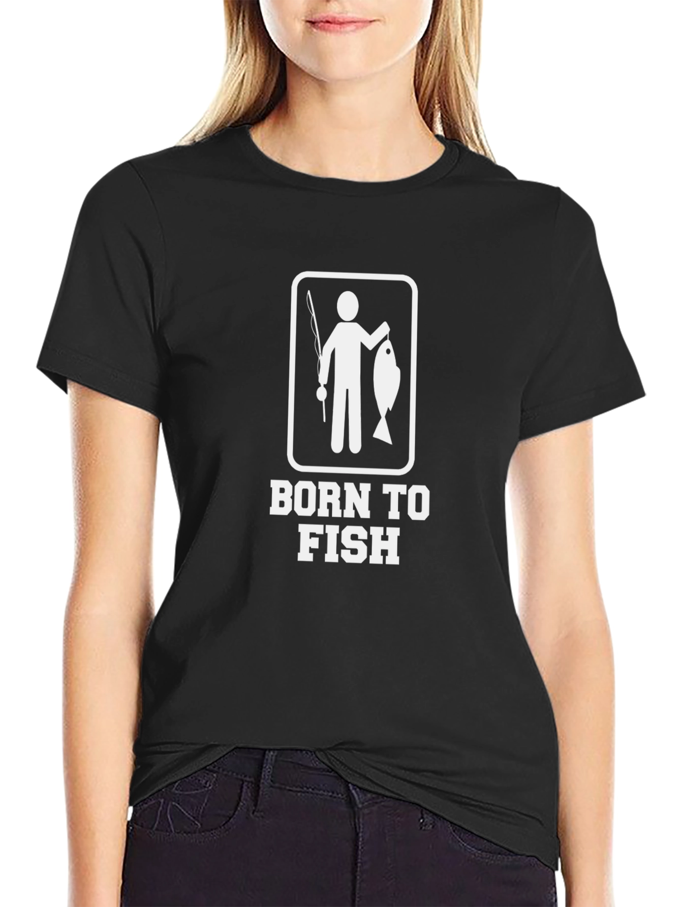 Born To Fish Graphic Tee - Black Cotton T-Shirt