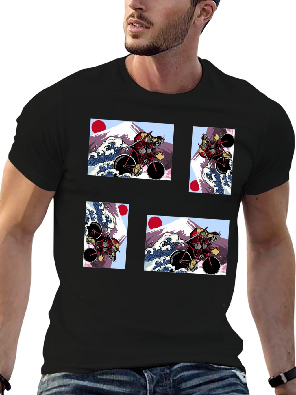 Samurai Cyclist T-Shirt - Japanese Art Style