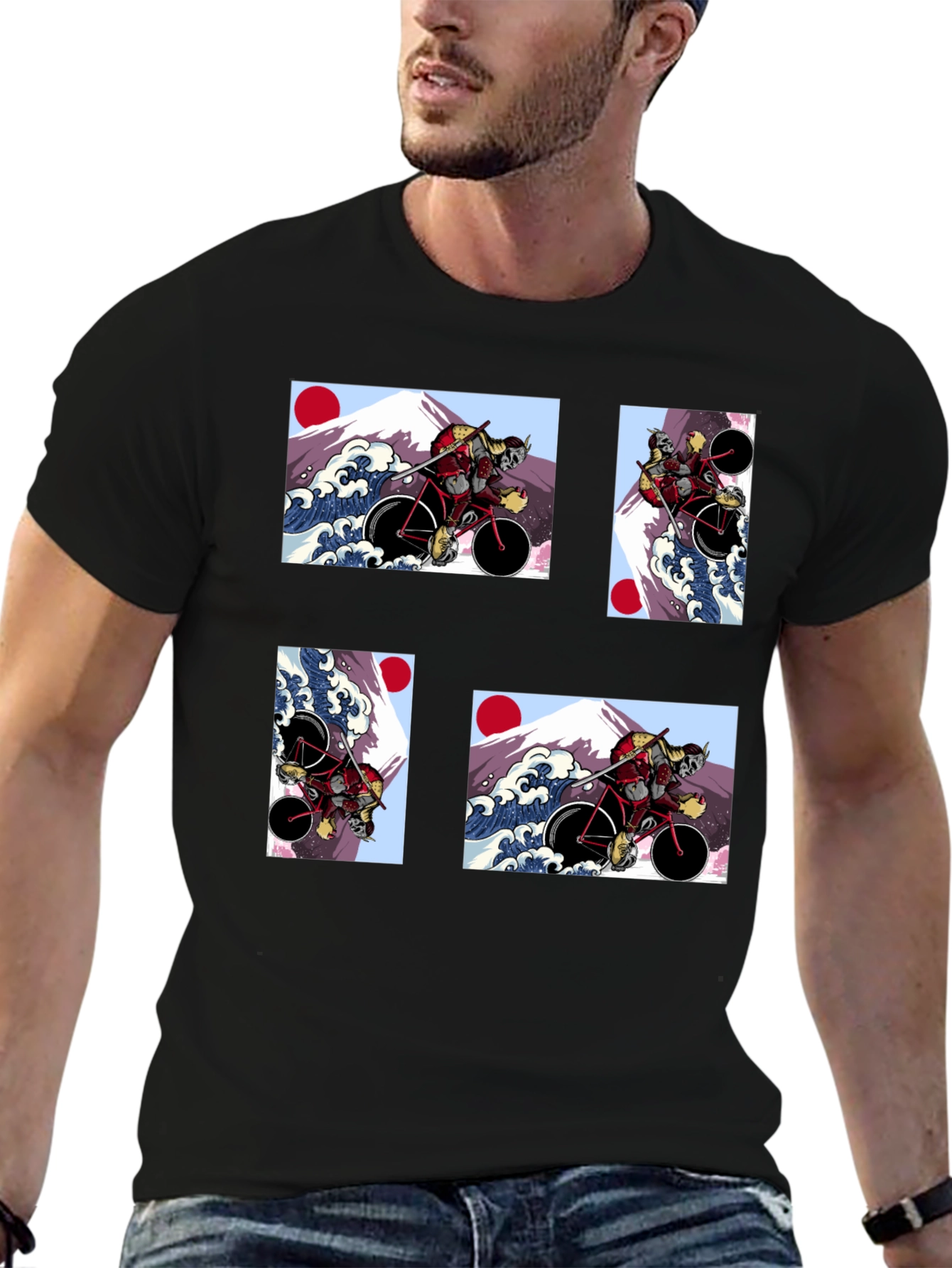 Samurai Cyclist T-Shirt - Japanese Art Style