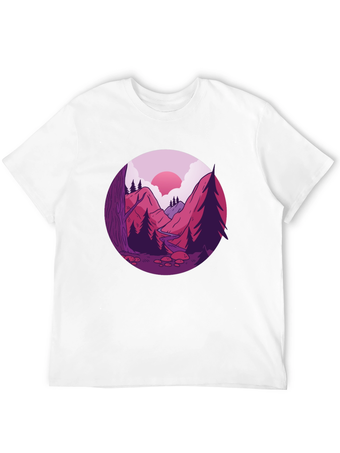 Mountain Landscape Graphic Tee - Black Cotton Blend