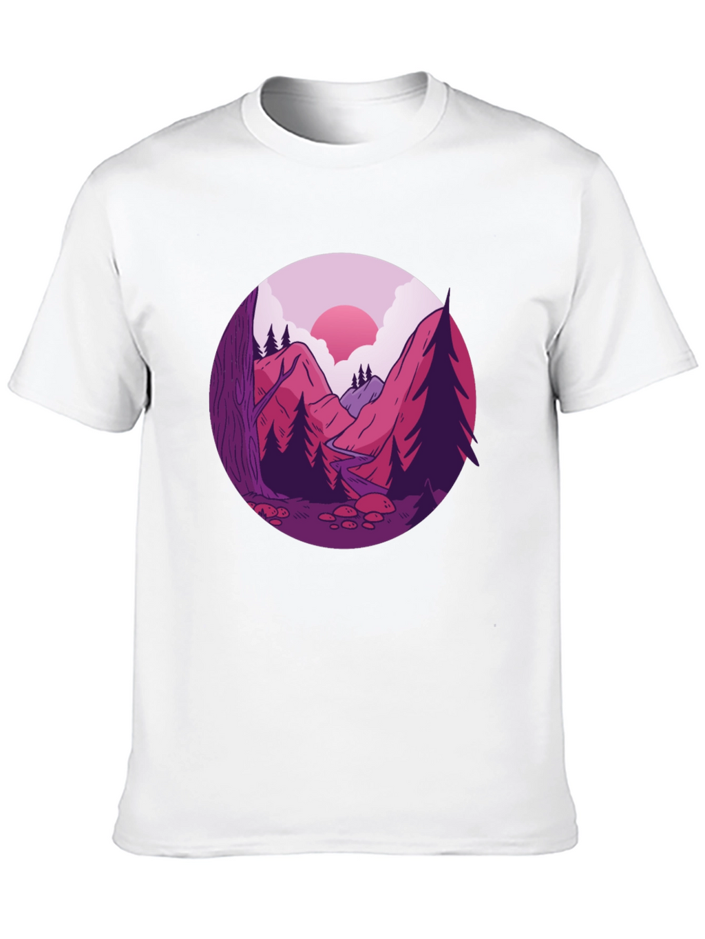 Mountain Landscape Graphic Tee - Black Cotton Blend