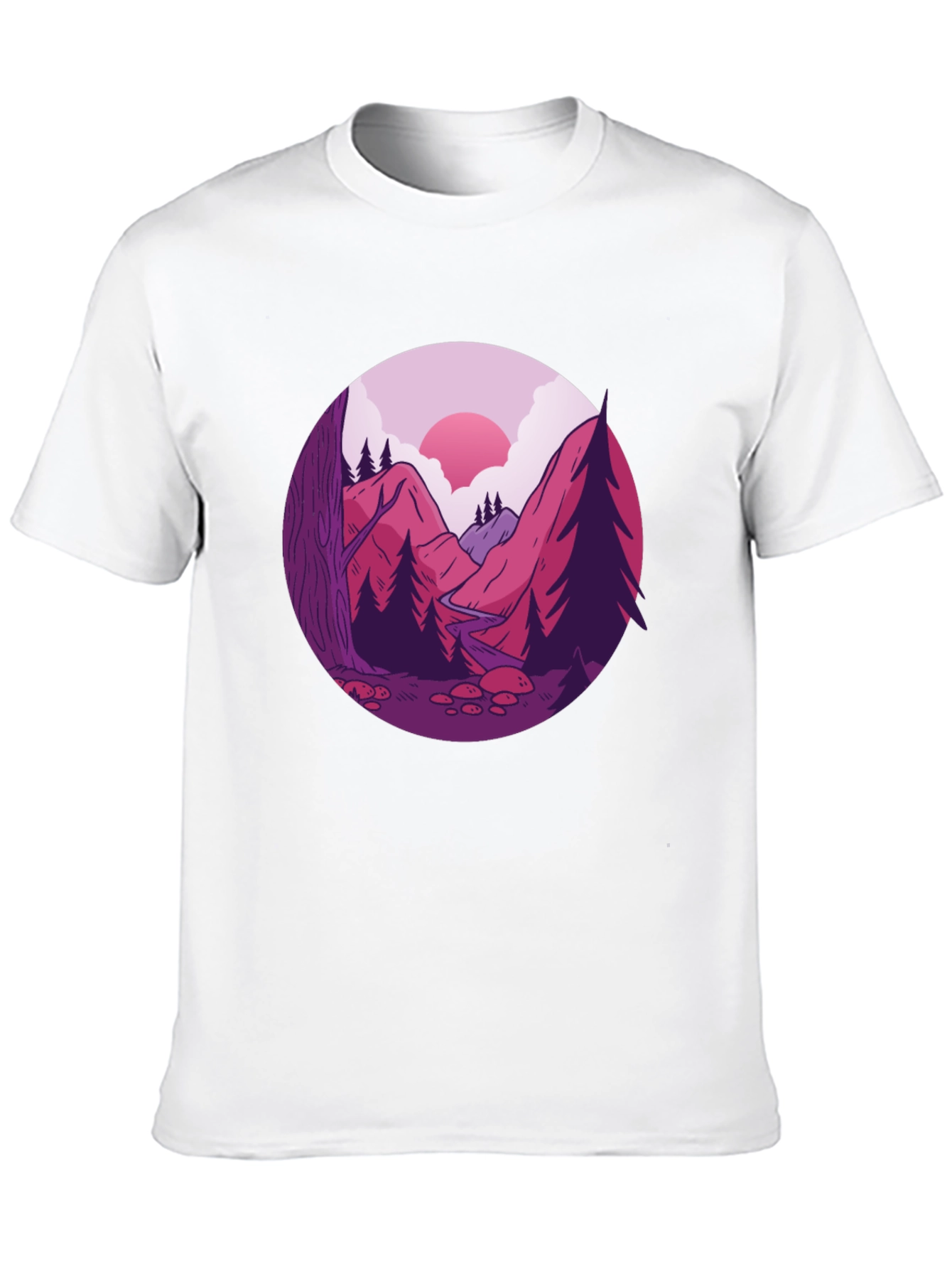 Mountain Landscape Graphic Tee - Black Cotton Blend