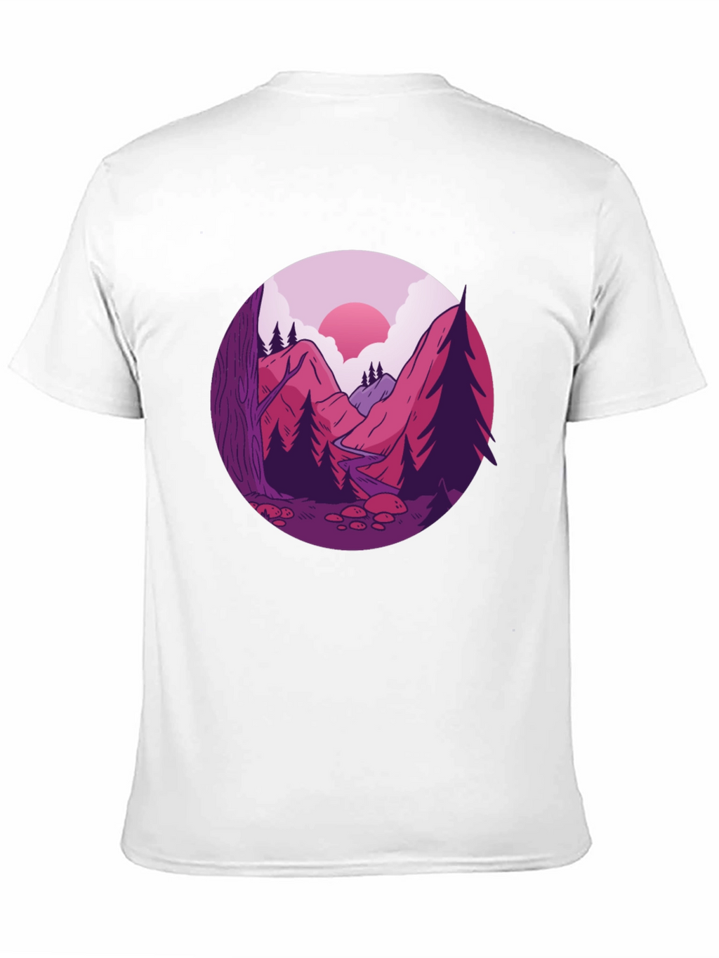 Mountain Landscape Graphic Tee - Black Cotton Blend