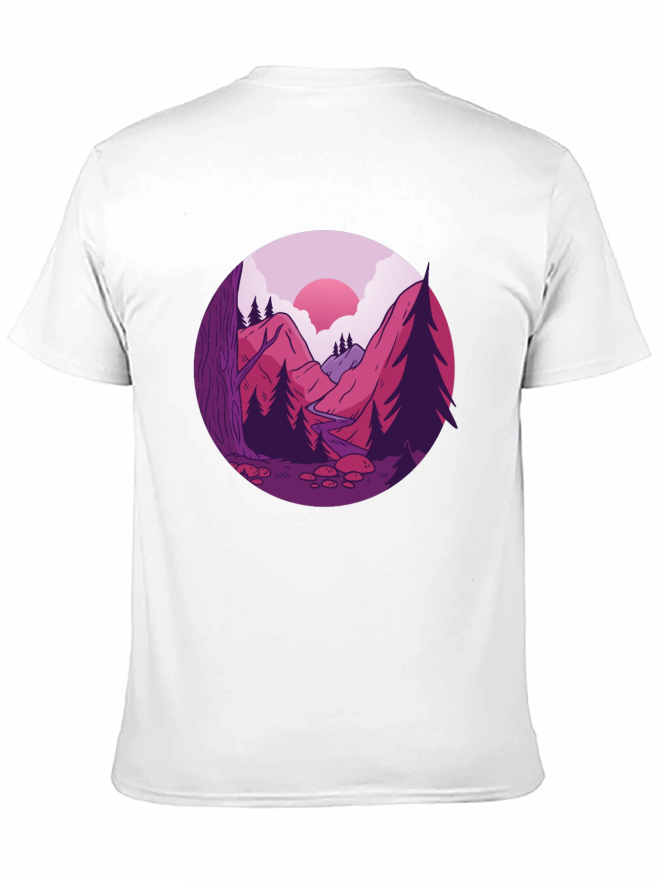 Mountain Landscape Graphic Tee - Black Cotton Blend