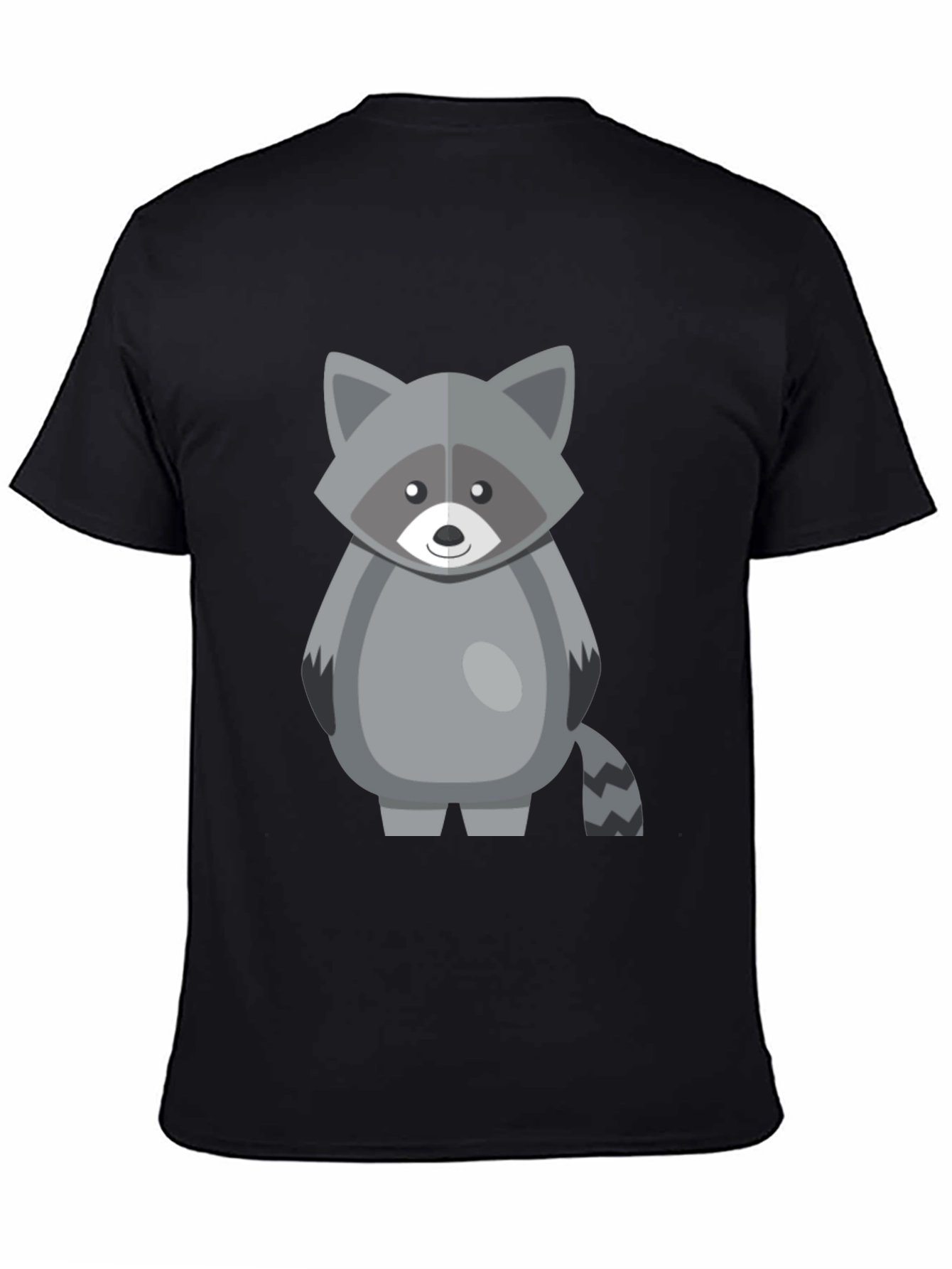 Cute Raccoon Graphic Tee - Black Cotton Shirt