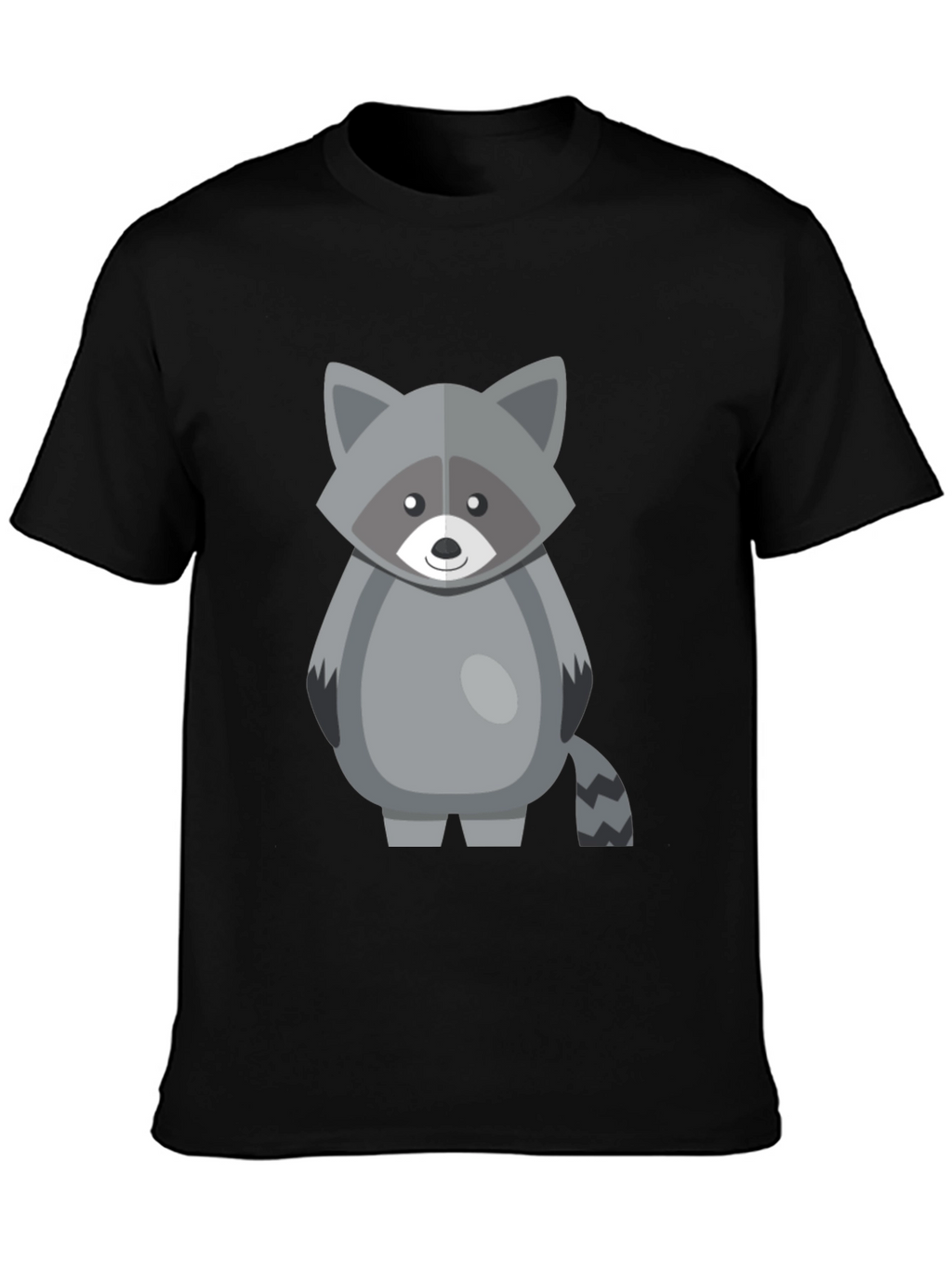 Cute Raccoon Graphic Tee - Black Cotton Shirt