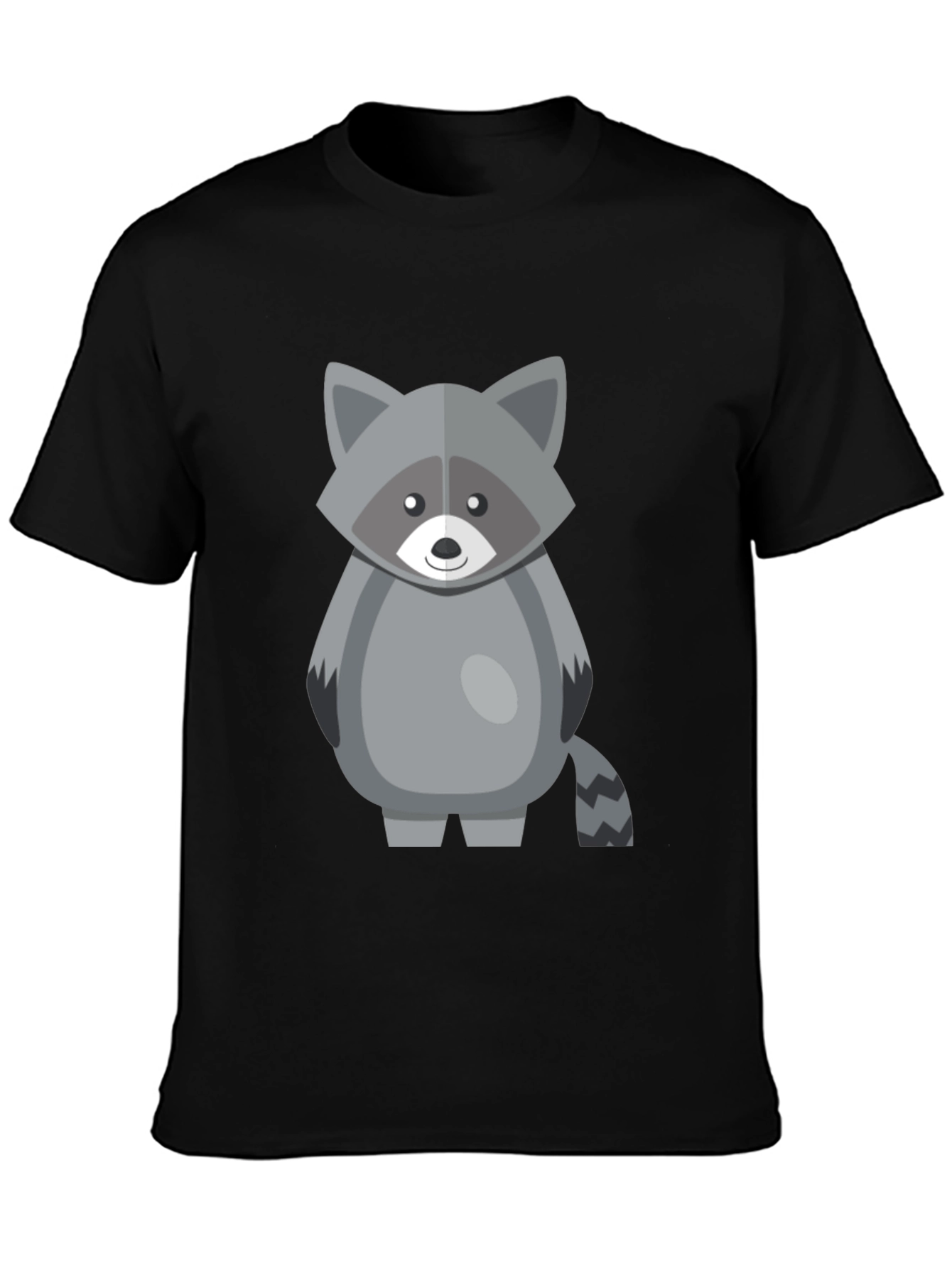 Cute Raccoon Graphic Tee - Black Cotton Shirt