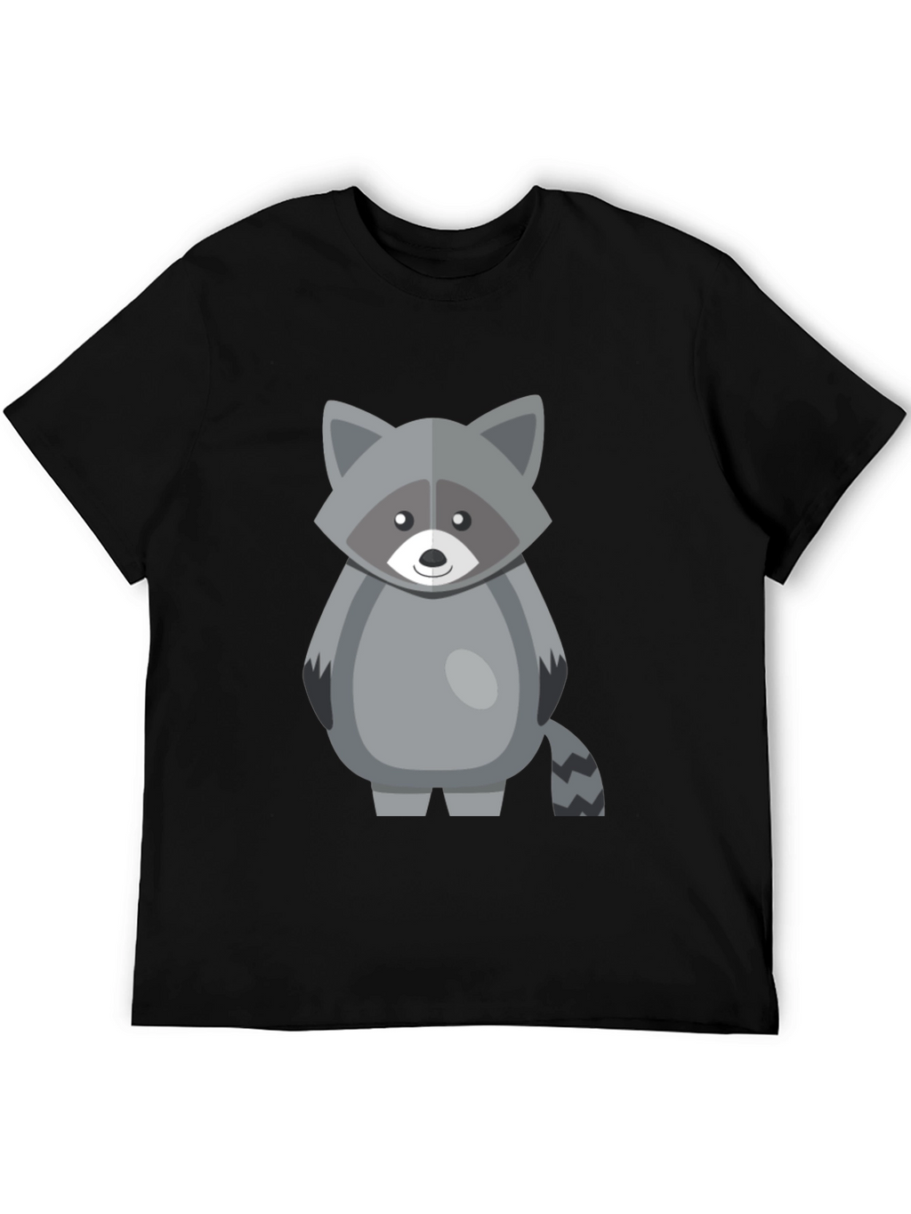 Cute Raccoon Graphic Tee - Black Cotton Shirt