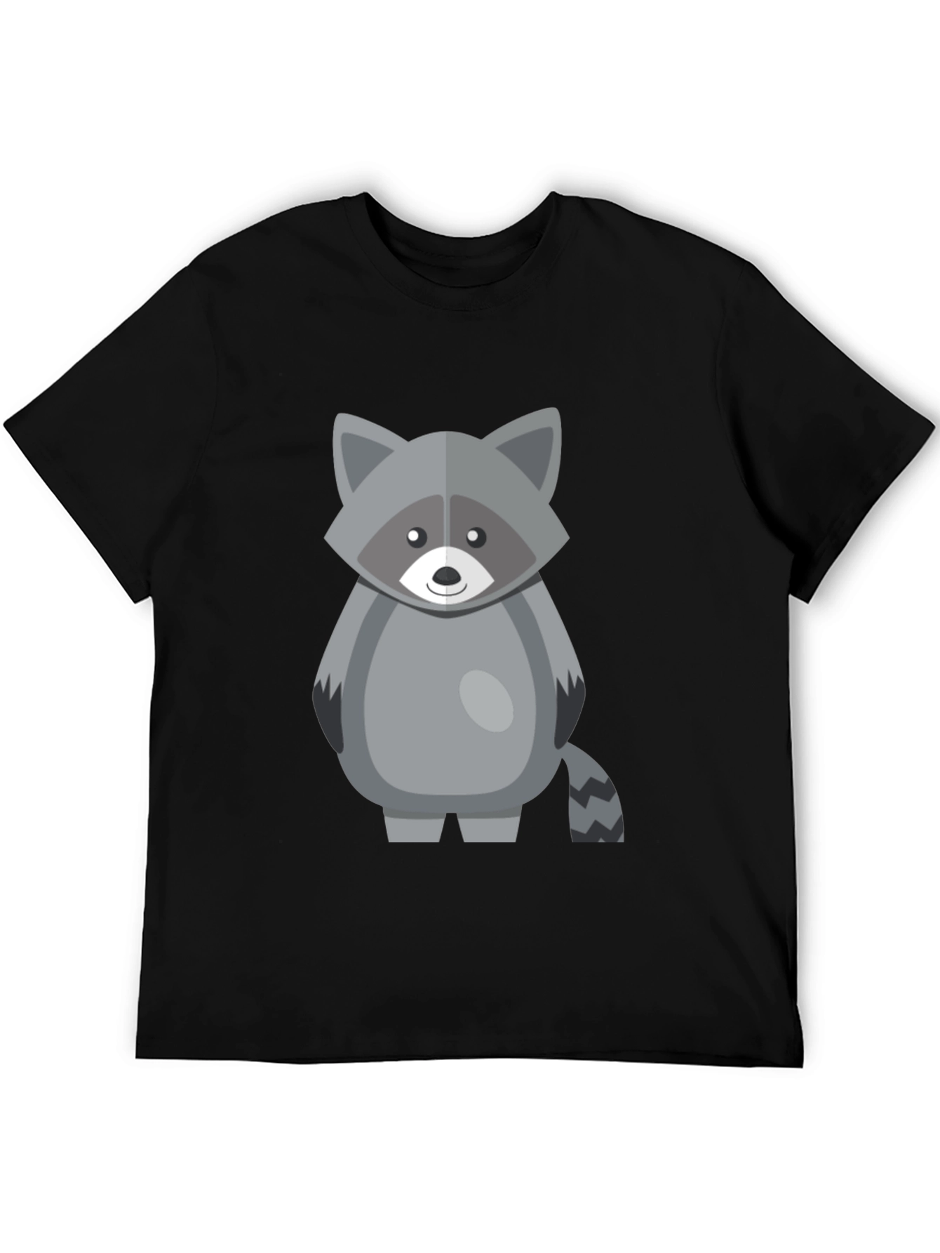Cute Raccoon Graphic Tee - Black Cotton Shirt