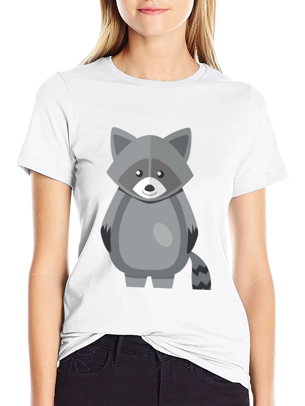 Cute Raccoon Graphic Tee - Black Cotton Shirt