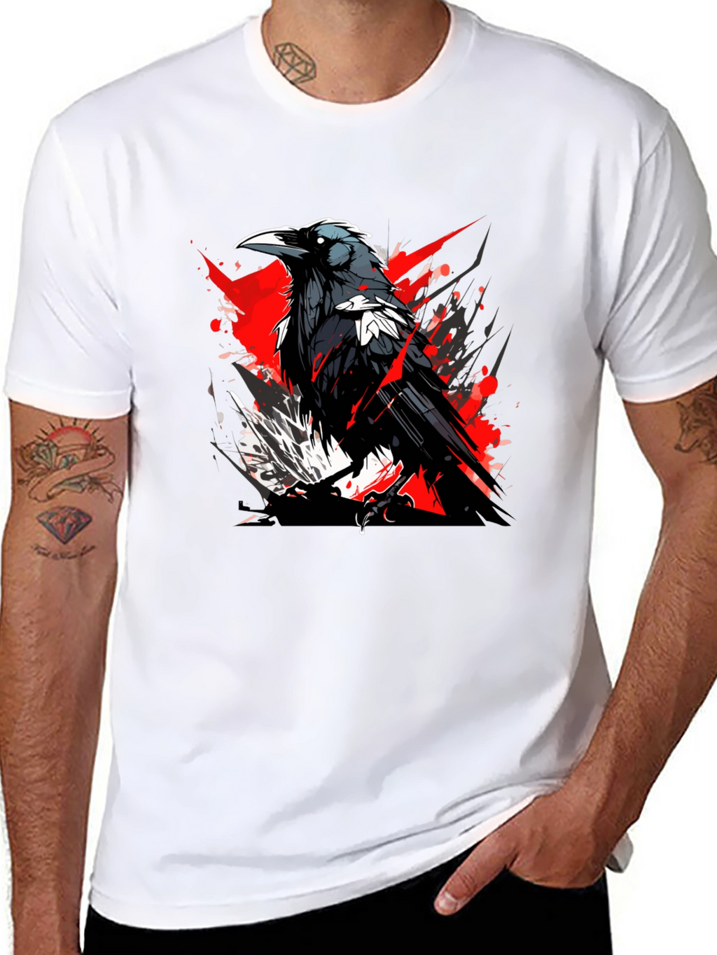 Raven Graphic Print Black T-Shirt