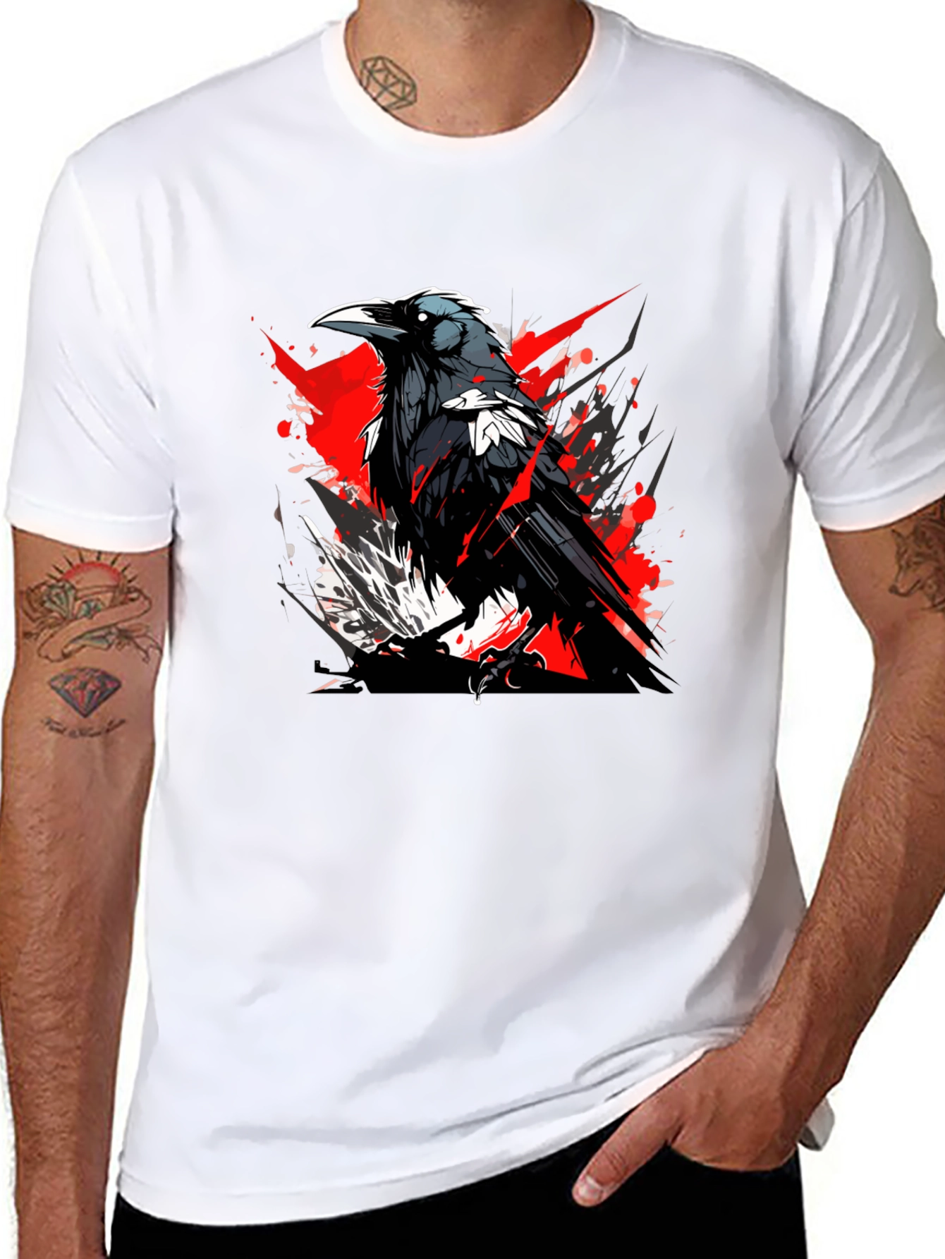 Raven Graphic Print Black T-Shirt
