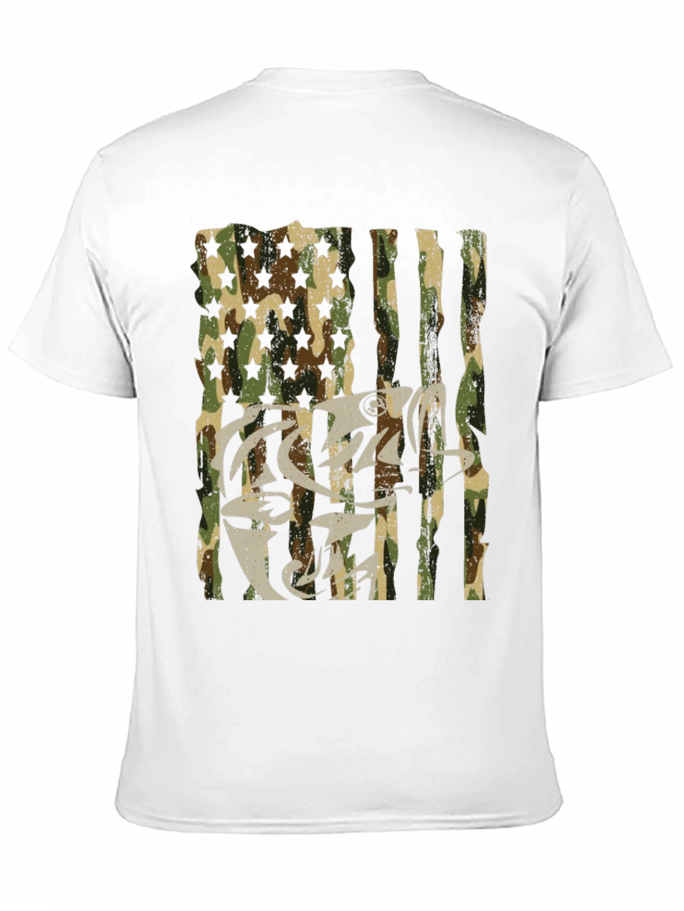 Camo USA Flag Fish Graphic T-Shirt