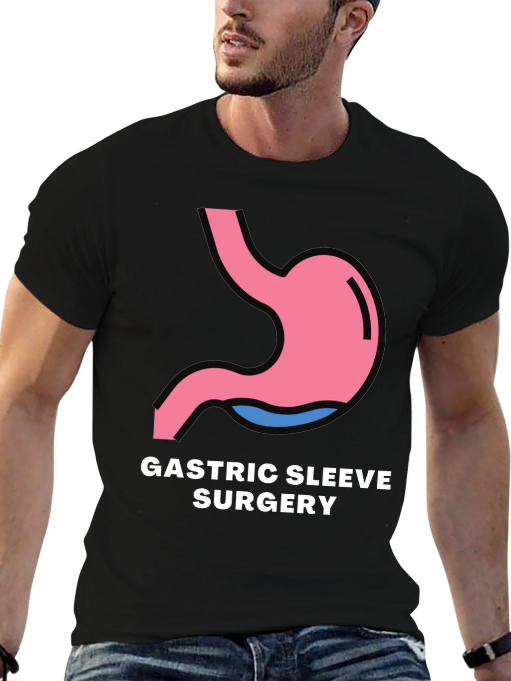 Gastric Sleeve Surgery Graphic Tee - Black T-Shirt