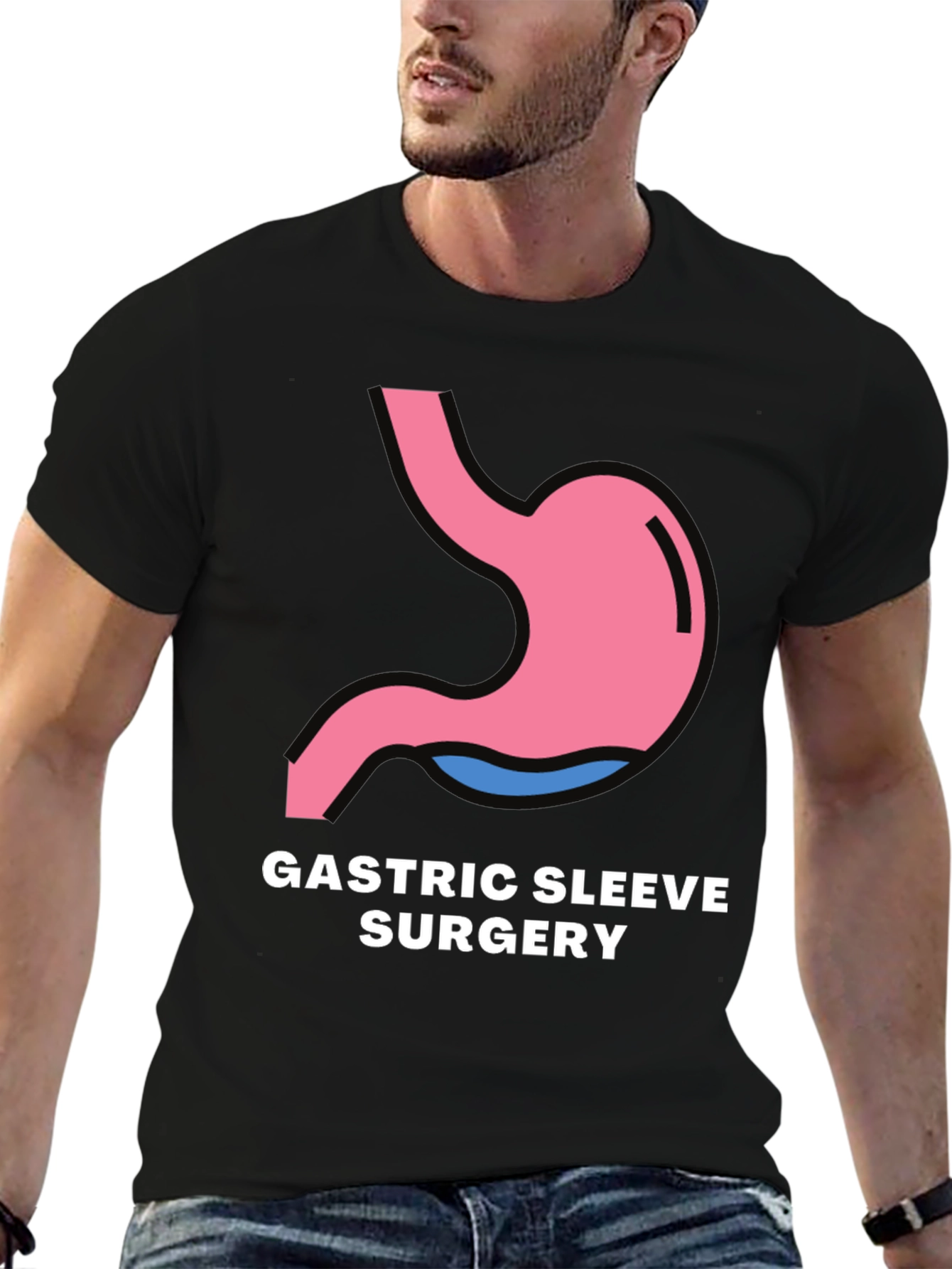 Gastric Sleeve Surgery Graphic Tee - Black T-Shirt